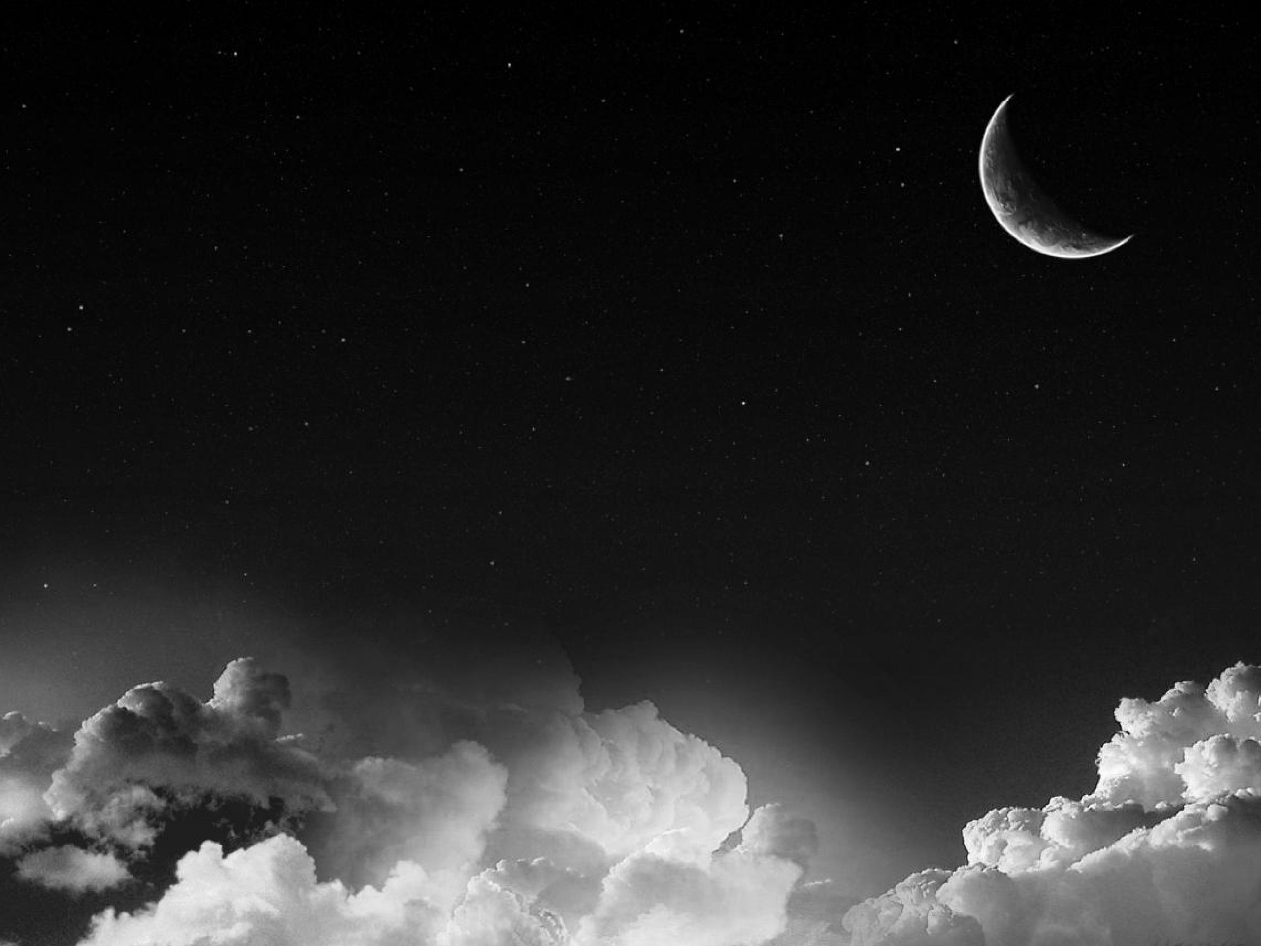 Luna crescente con nuvole notturne, 2560x1920 2K+, Desktop