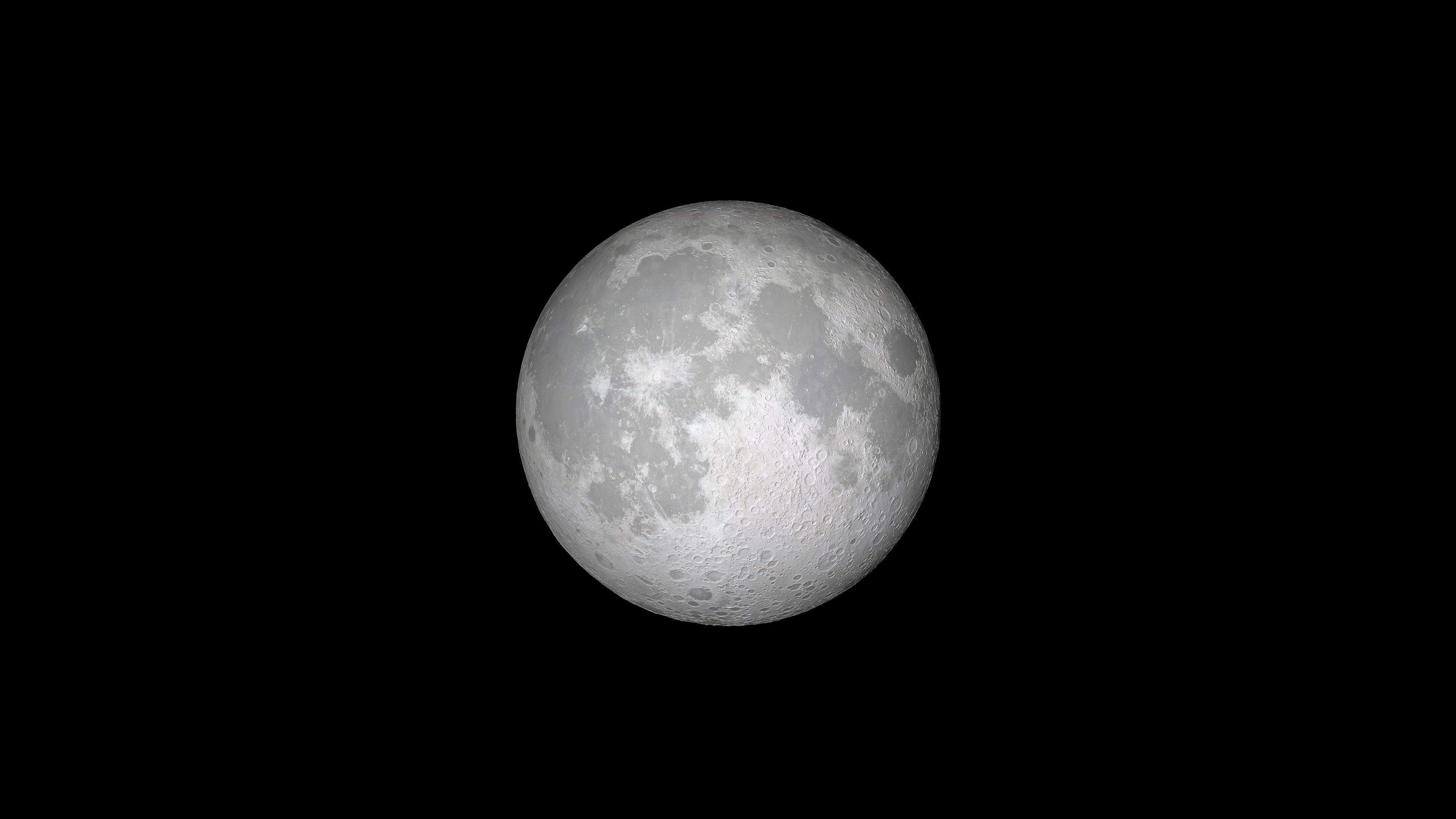 Luna piena su sfondo nero, 3840x2160 Ultra HD, Monitor 4K