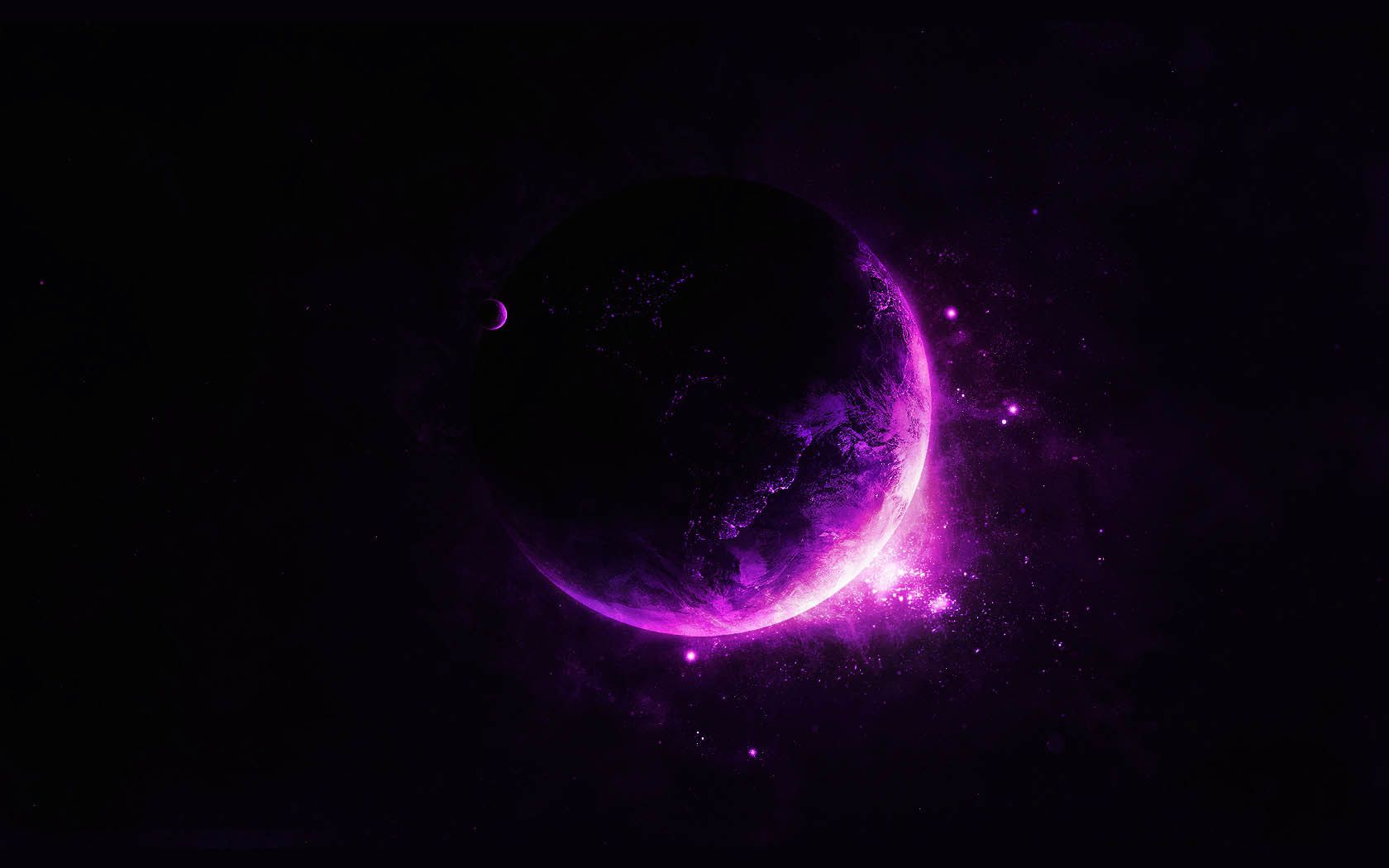Luna nera con bagliore viola, 1680x1050 HD Ready, Desktop