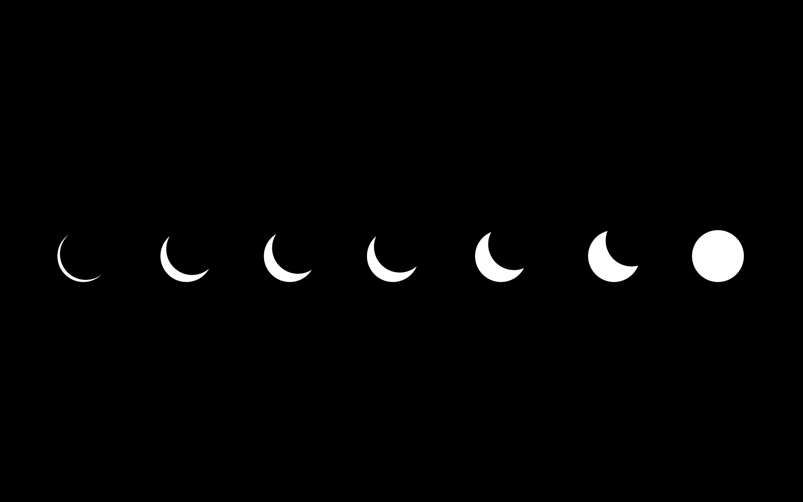 Fasi lunari sfondo nero, 2560x1600 2K, Desktop