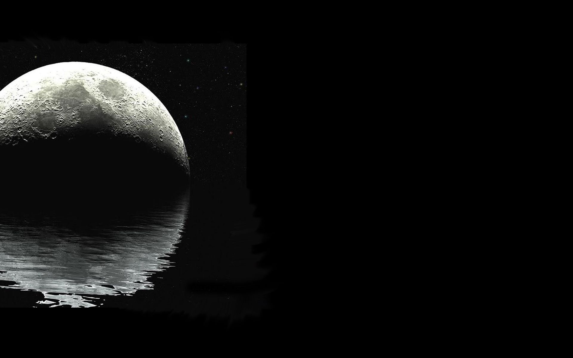 Luna nera con riflesso sull'acqua, 1920x1200 WUXGA, PC Desktop