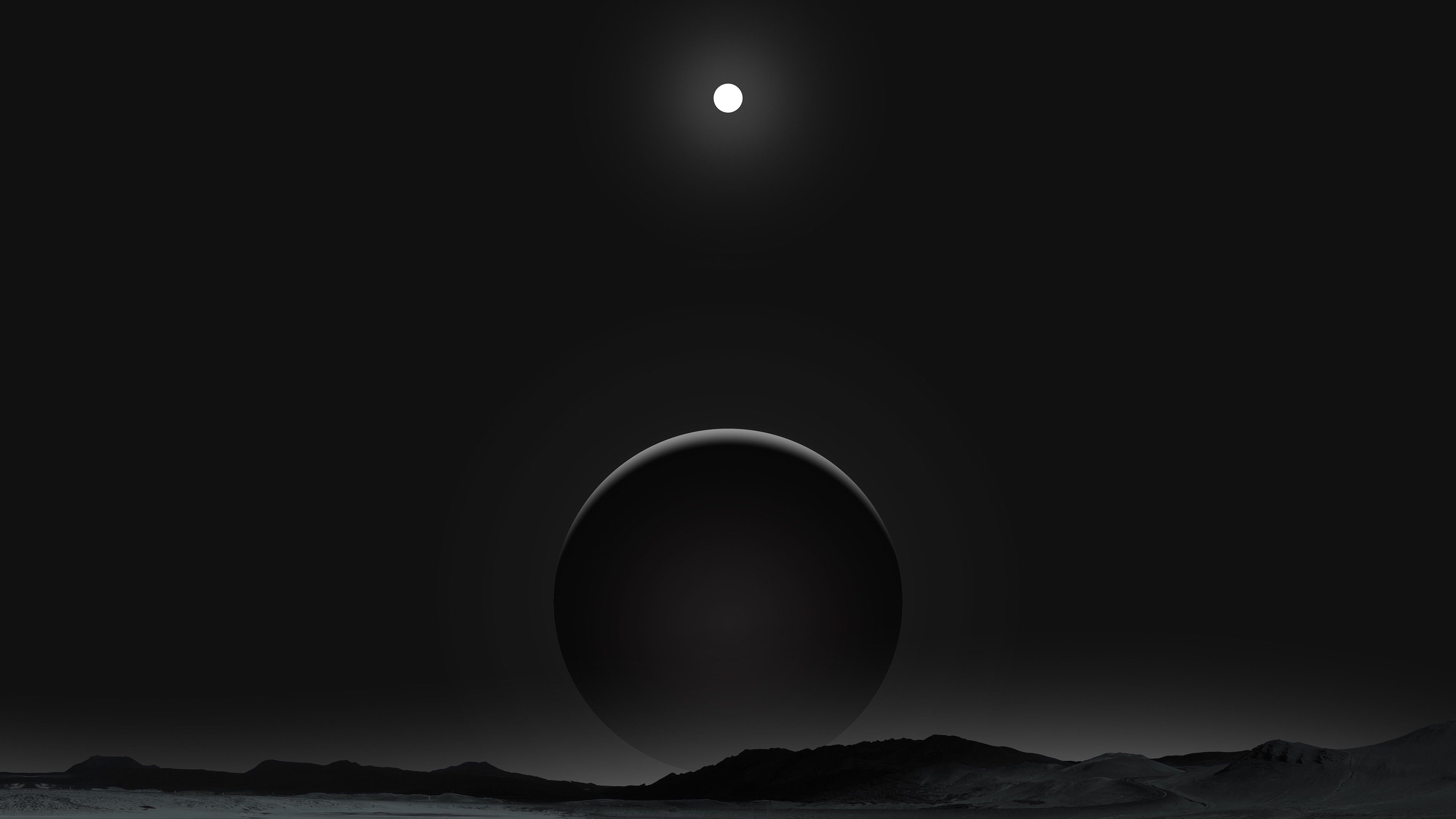 Luna nera e pianeta scuro, 3840x2160 Ultra HD, 4K TV
