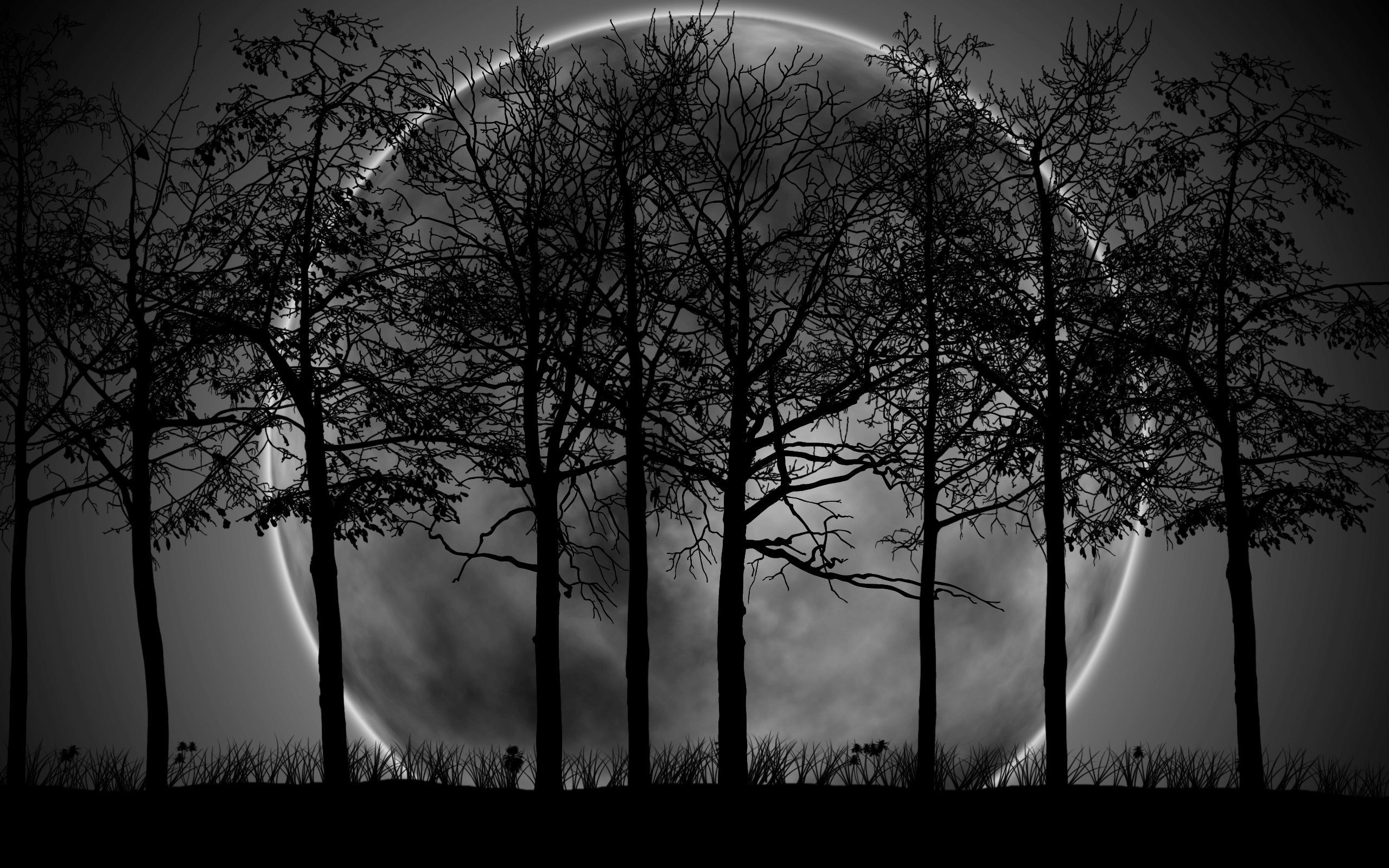 Luna rossa scura con alberi, 2560x1600 2K+, Laptop