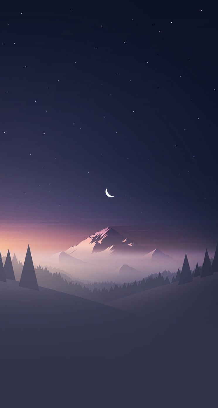 Montagne stelle luna crescente, 744x1392 Verticale, iPhone Air