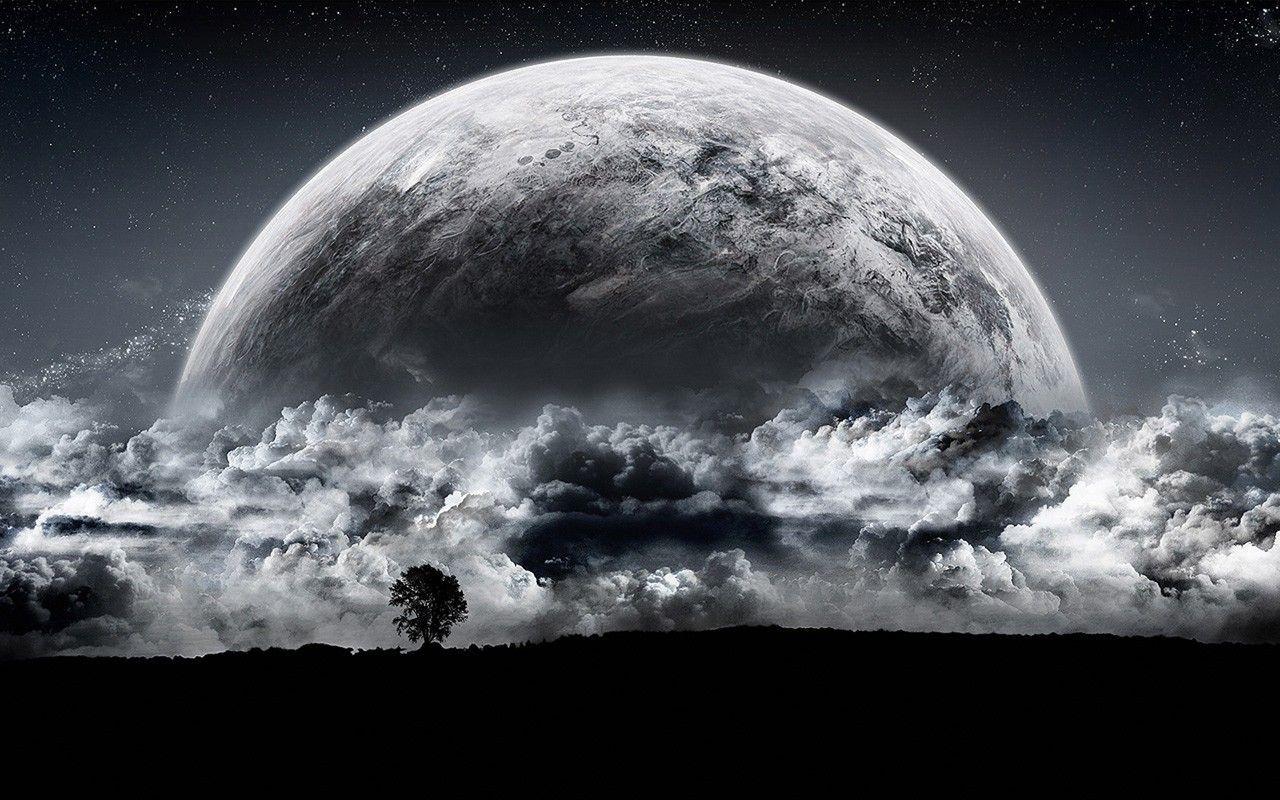 Luna piena tra nuvole notte, 1280x800 HD, Desktop