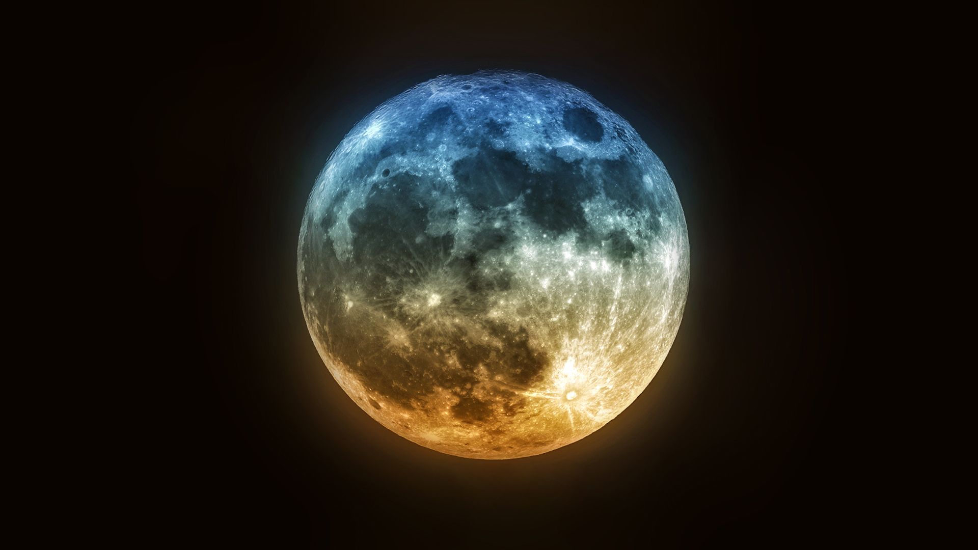 Luna piena blu arancio, 1920x1080 Full HD, Desktop