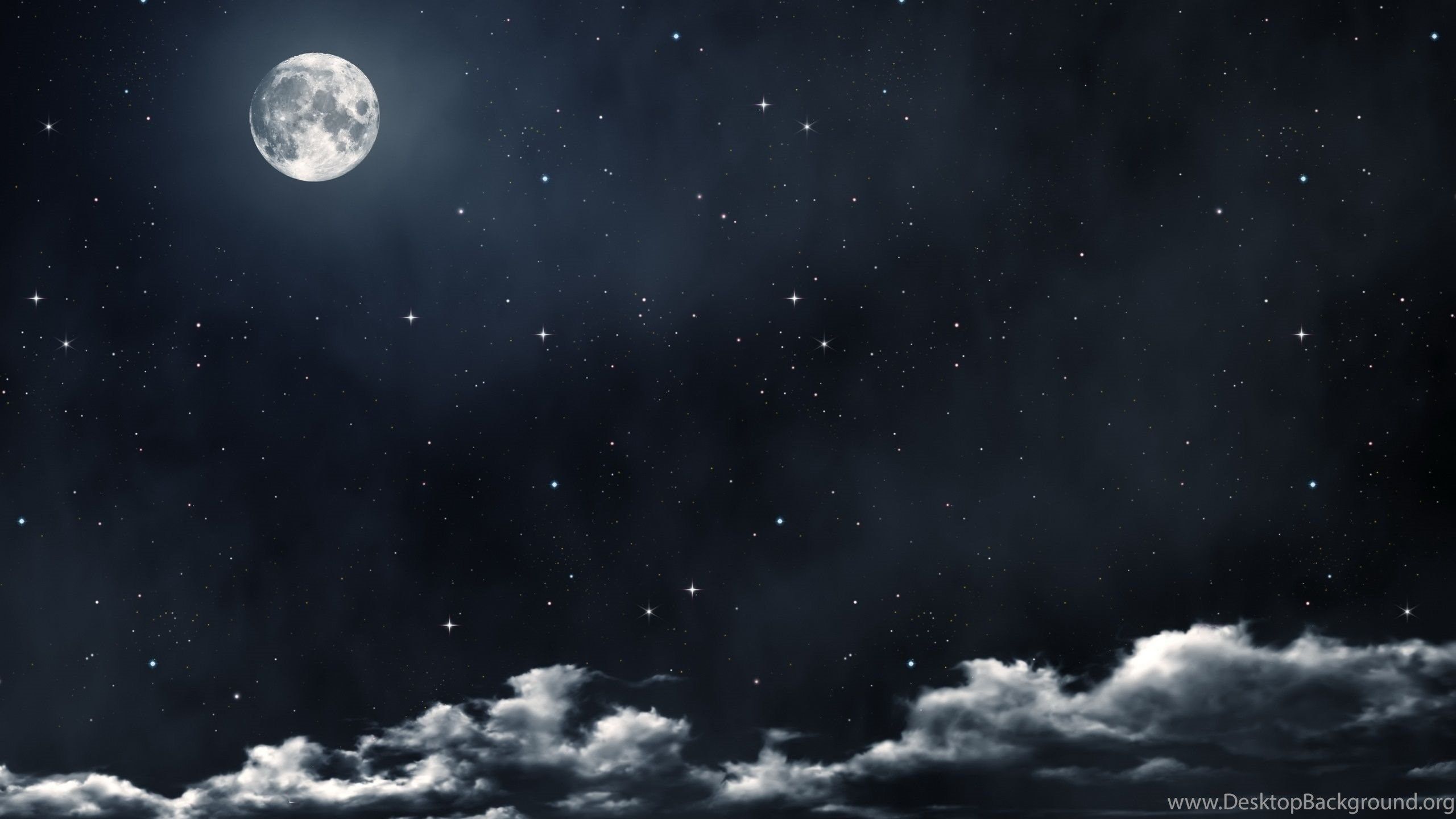 Luna piena cielo notturno stellato, 2560x1440 2K QHD, PC