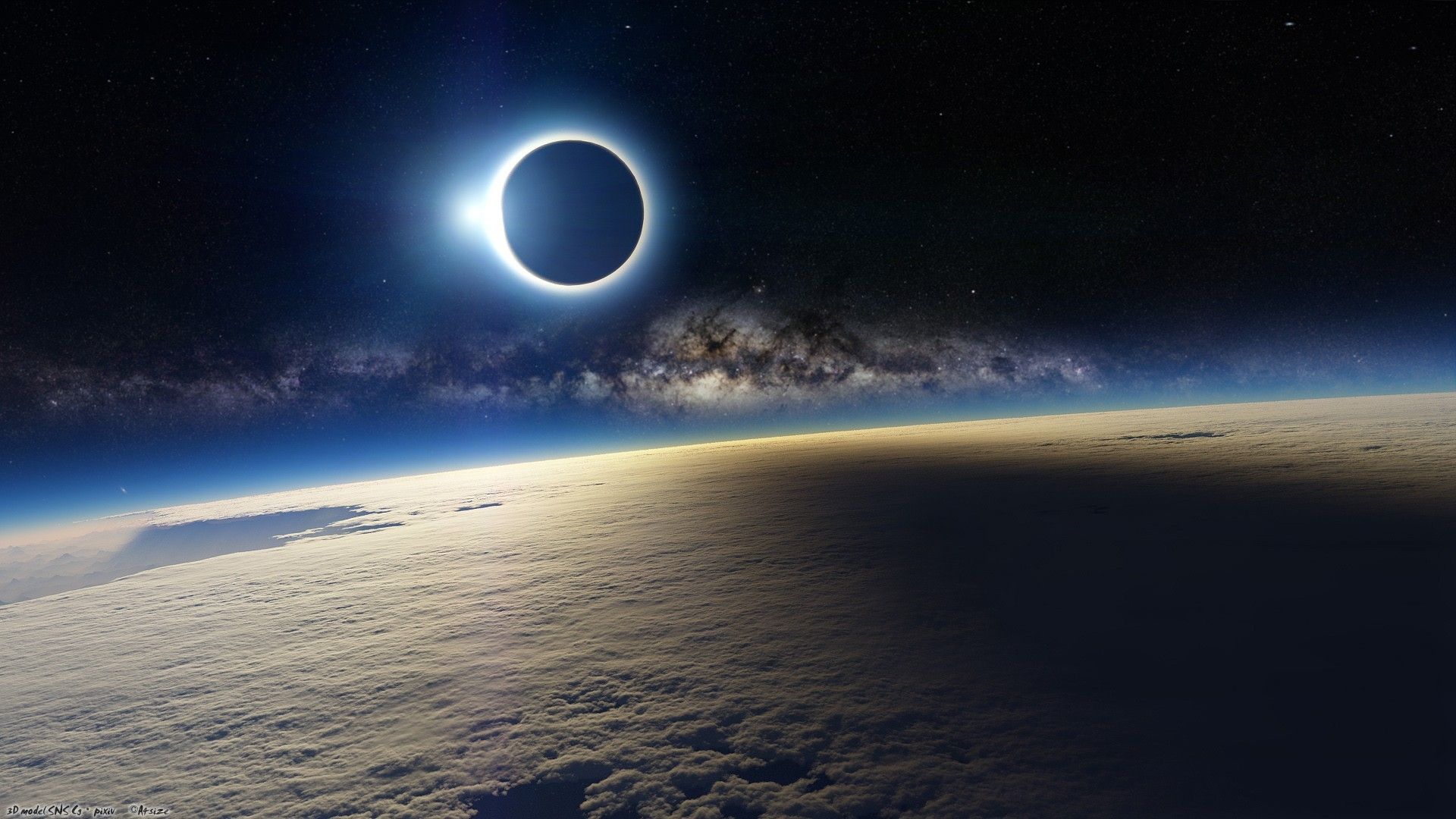 Eclissi solare vista dallo spazio, 1920x1080 Full HD, PC