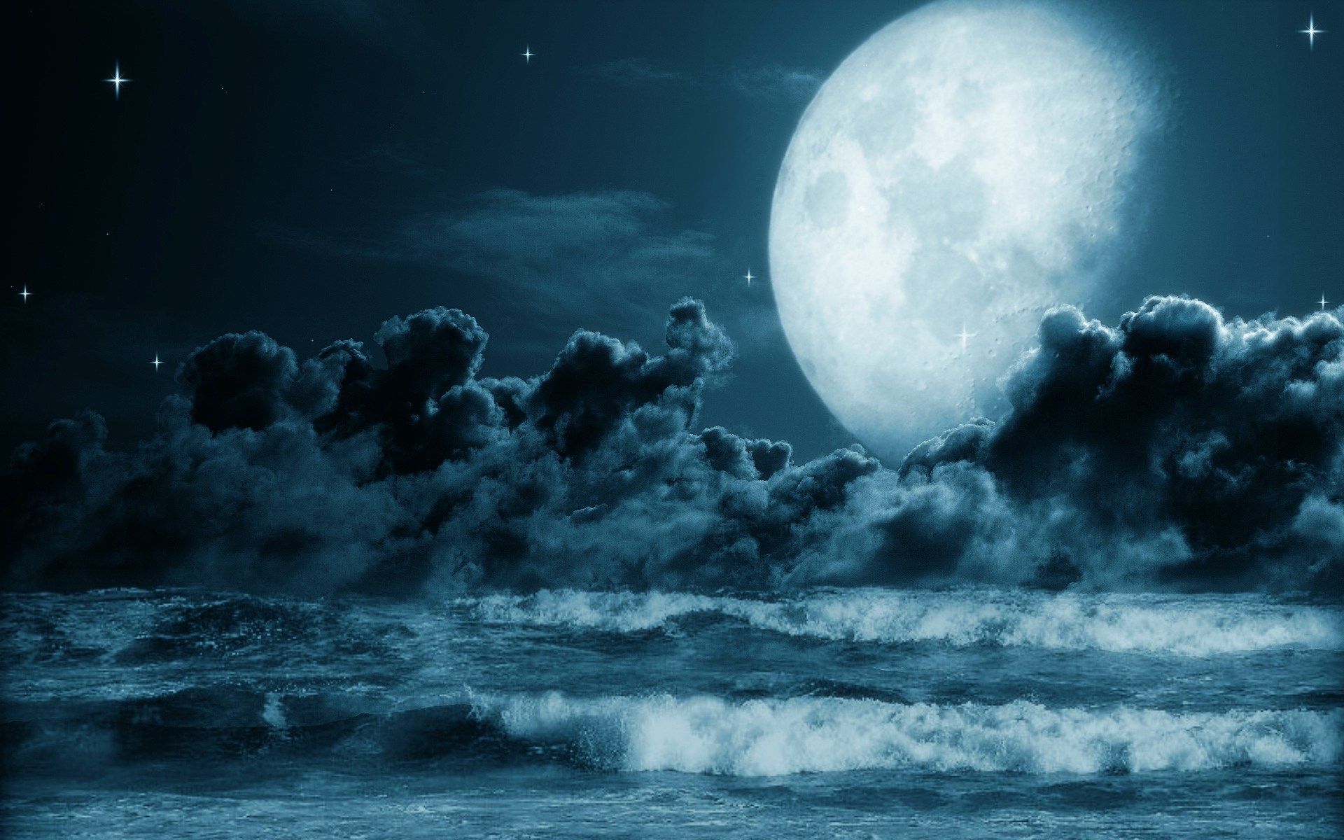 Luna piena su mare notturno, 1920x1200 Full HD+ WUXGA, Laptop