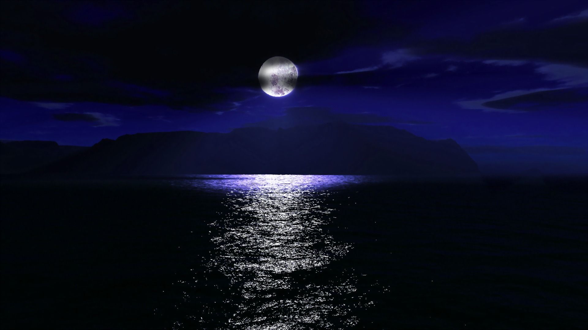 Luna piena sul mare notturno, 1920x1080 1080p, PC Desktop