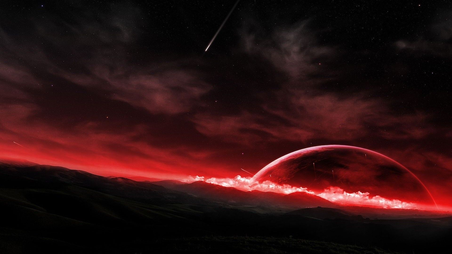 Luna rossa sangue paesaggio, 1920x1080 Full HD, PC