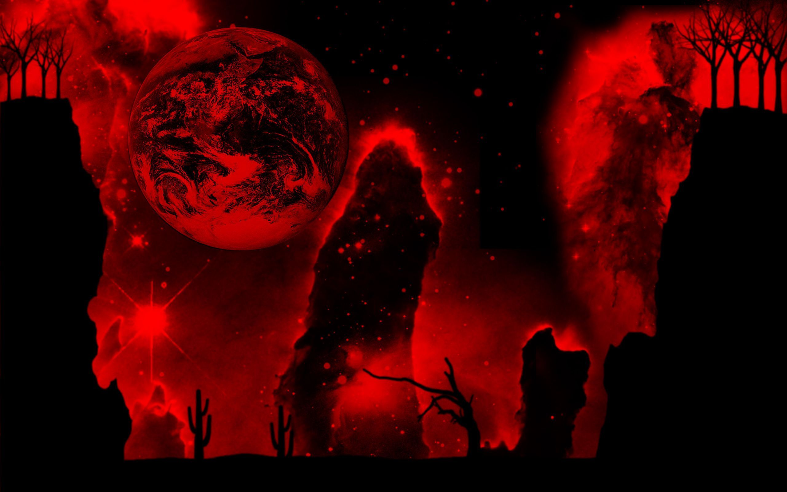 Luna rosso sangue con mietitore, 2560x1600 WQXGA, PC