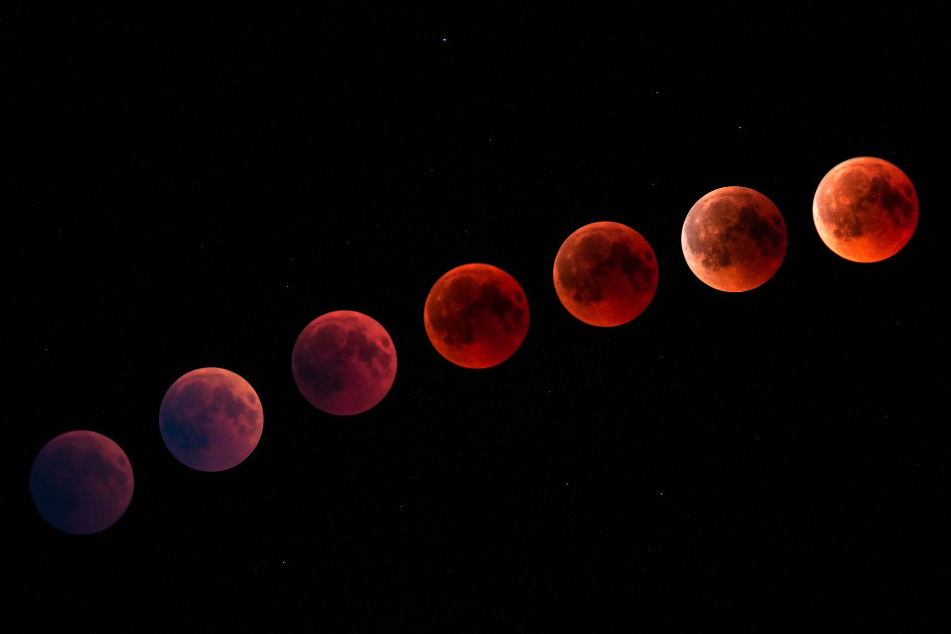 Sequenza eclissi luna rosso sangue, 1920x1280 WUXGA, PC