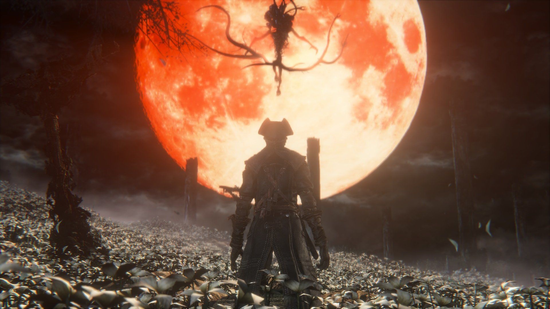 Cacciatore Bloodborne luna rossa, 1920x1080 Full HD, Desktop