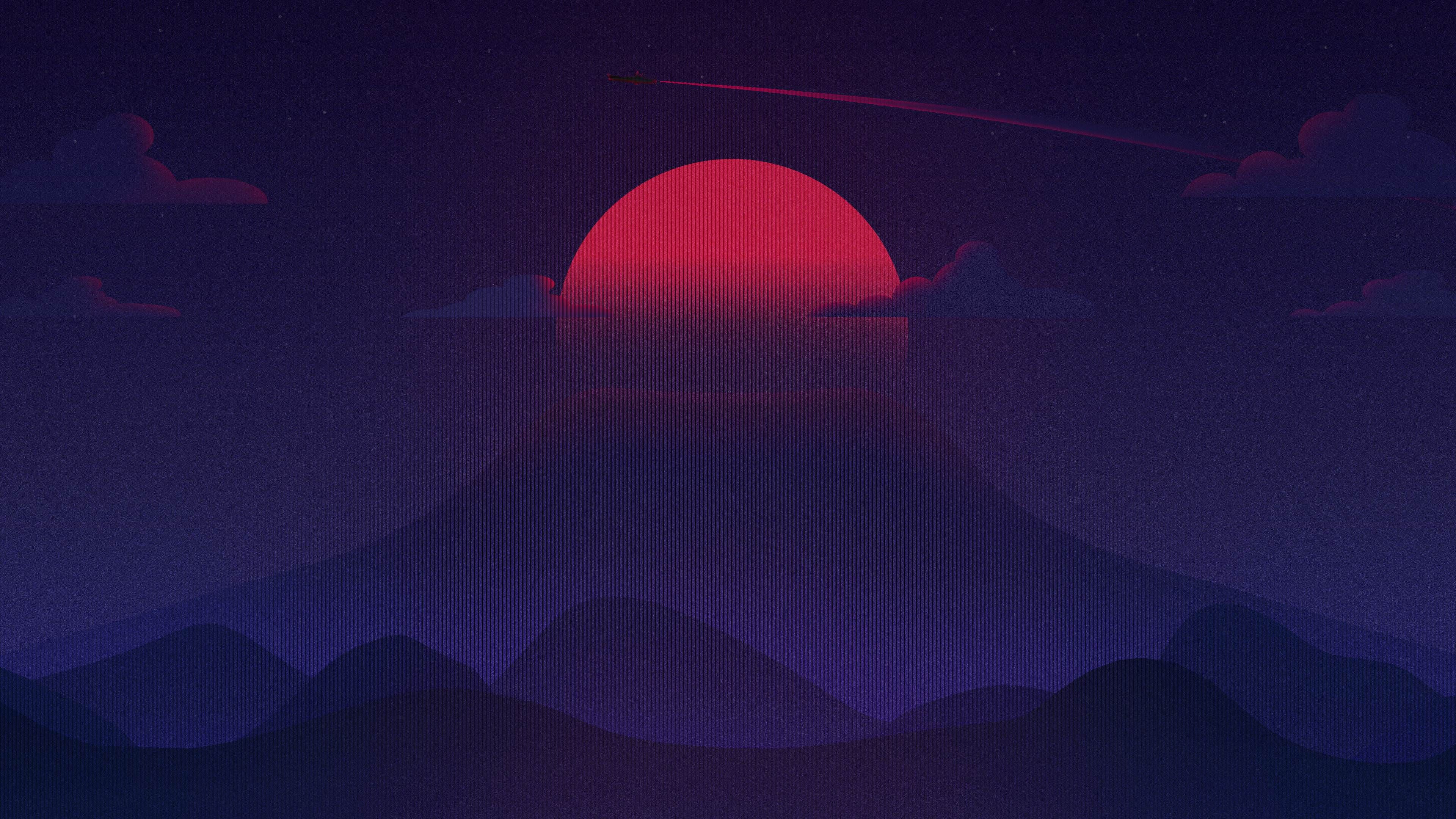 Luna rossa scura montagne, 3840x2160 4K Ultra HD, Monitor 4K