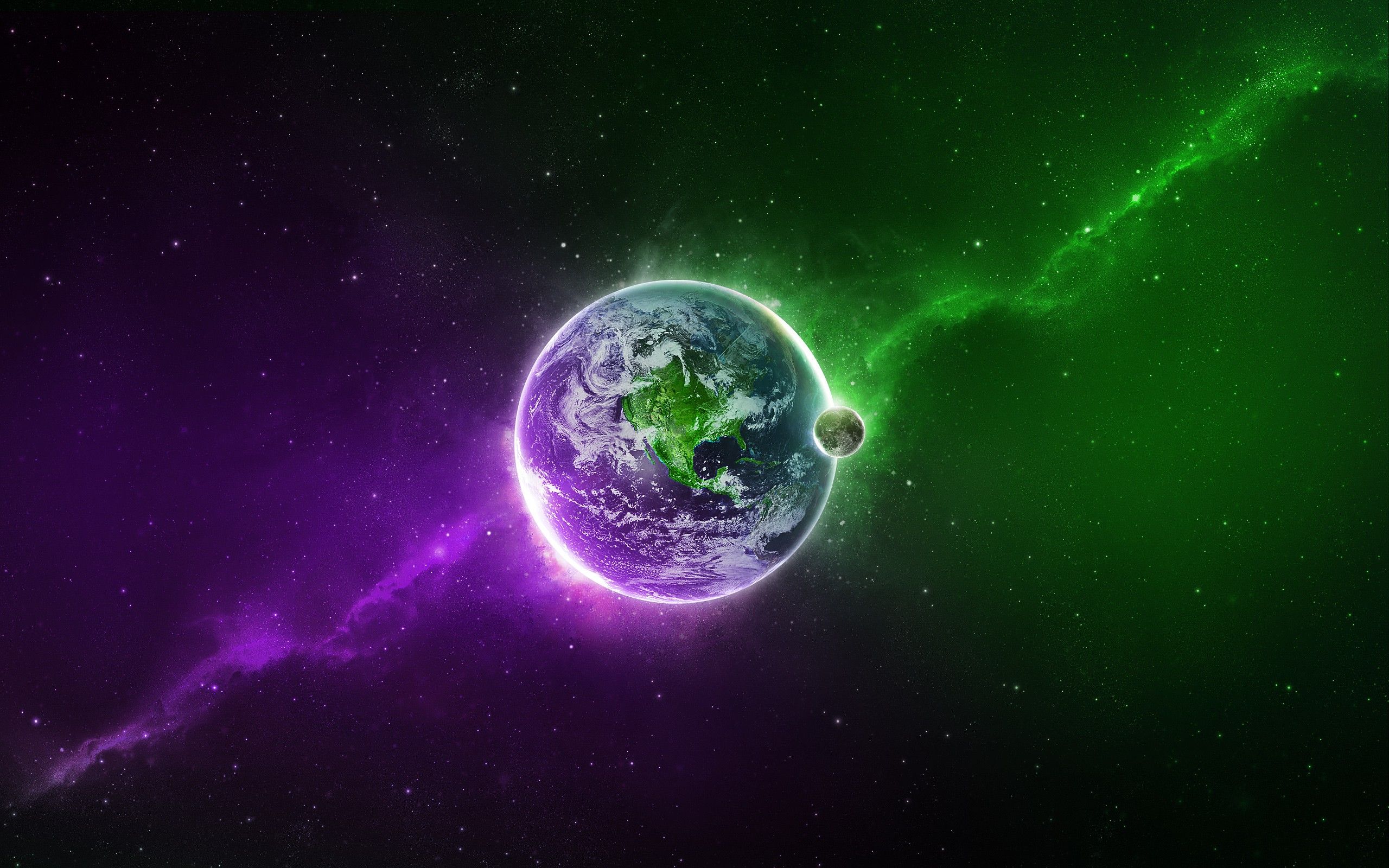 Terra e luna nello spazio, 2560x1600 2K+, PC