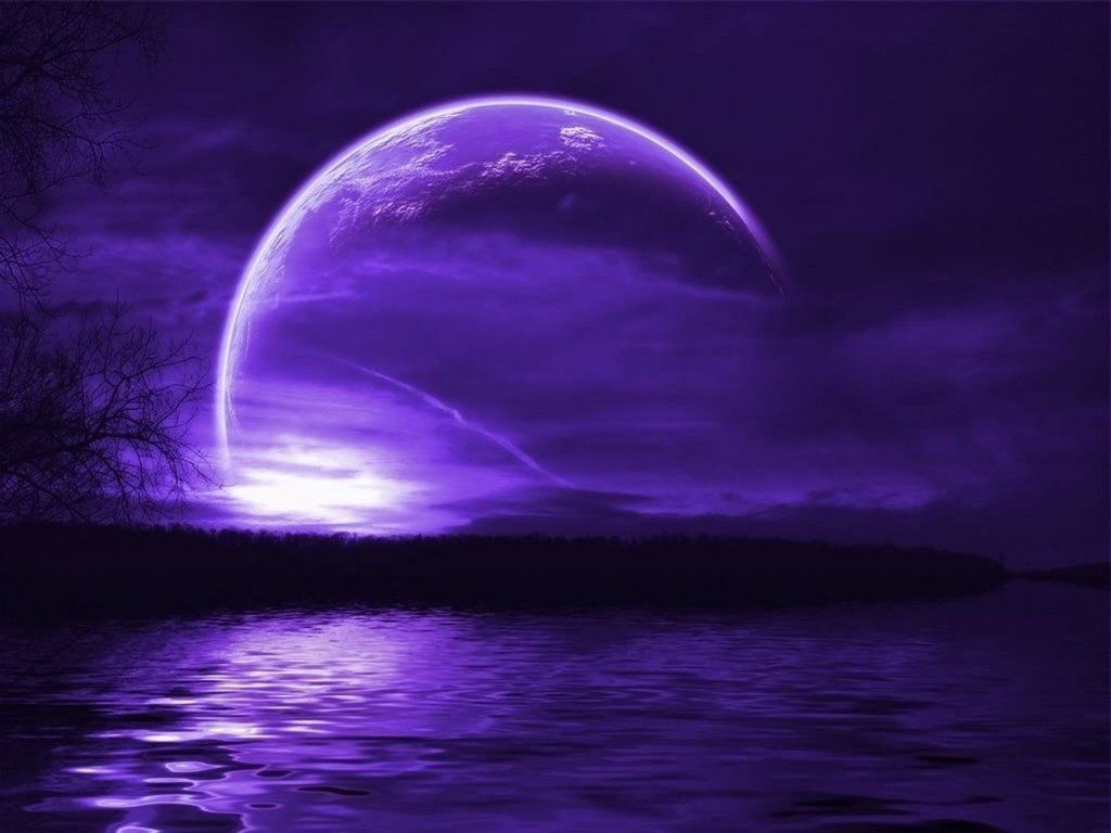 Luna viola sopra lago, 1024x768 HD, Laptop