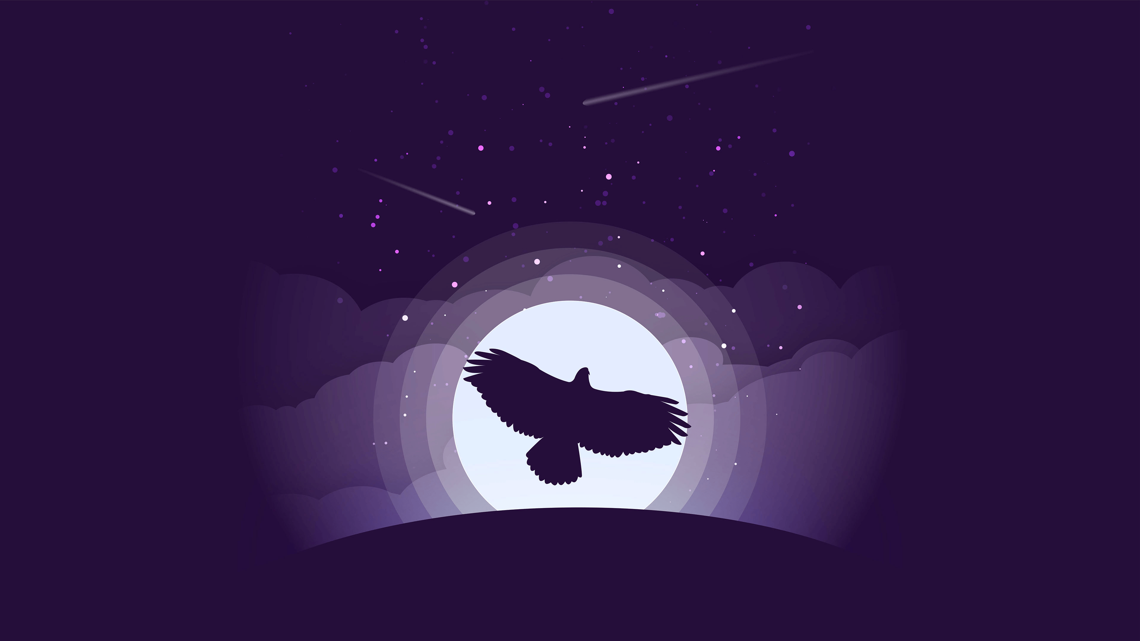 Aquila silhouette luna viola, 3840x2160 4K, Desktop 4K