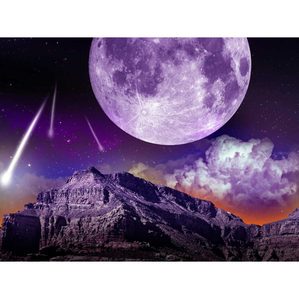 Luna viola e montagne notturne, 1000x1000 HD, Desktop
