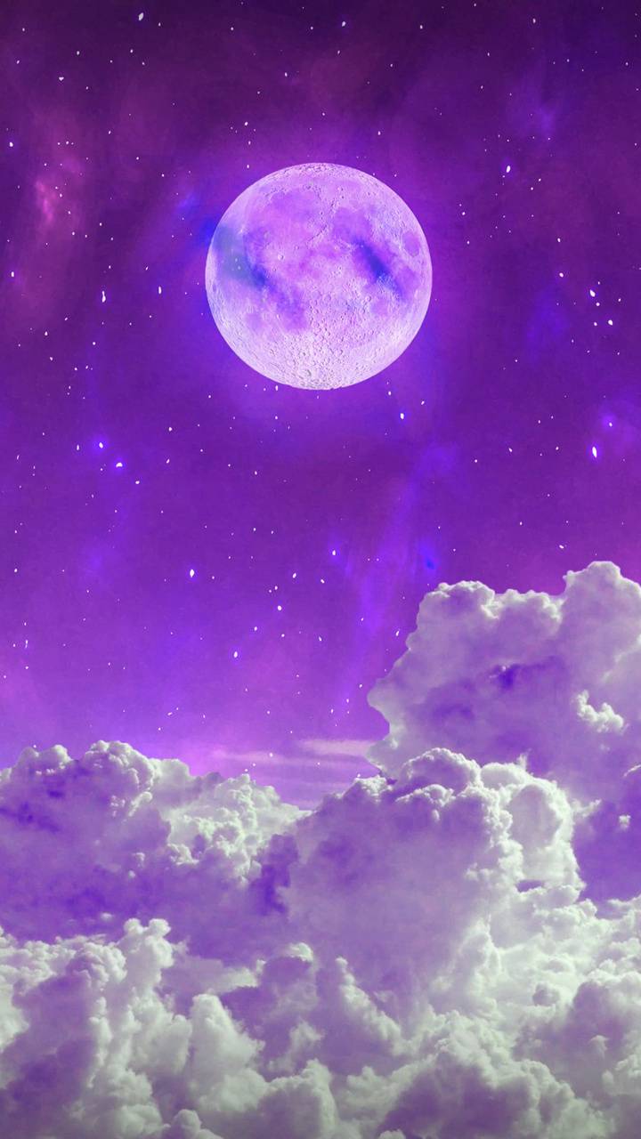 Luna piena viola tra nuvole, 720x1280 Full HD Verticale, Samsung Galaxy