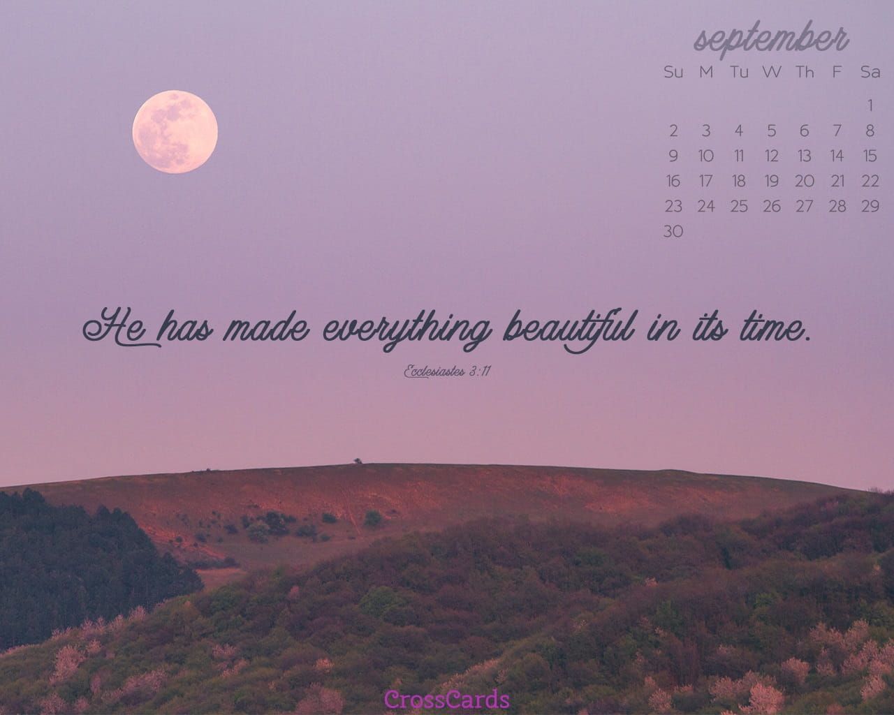 Luna viola con calendario settembre, 1280x1024 HD, Desktop