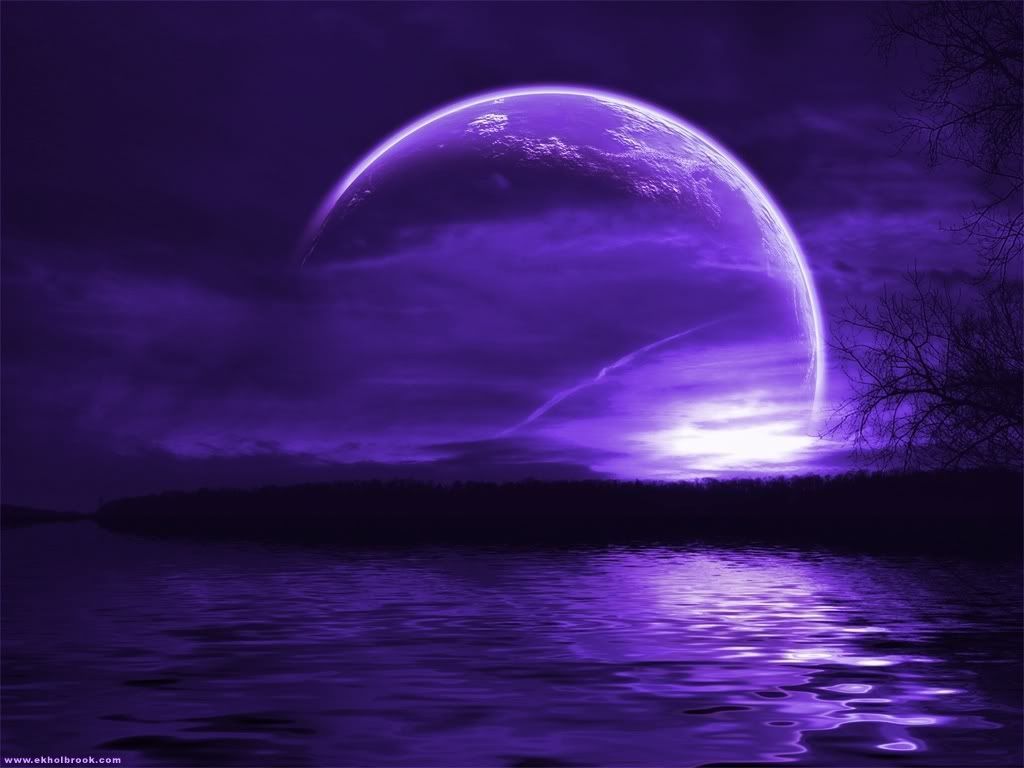Luna viola su acqua, 1024x768 HD, PC