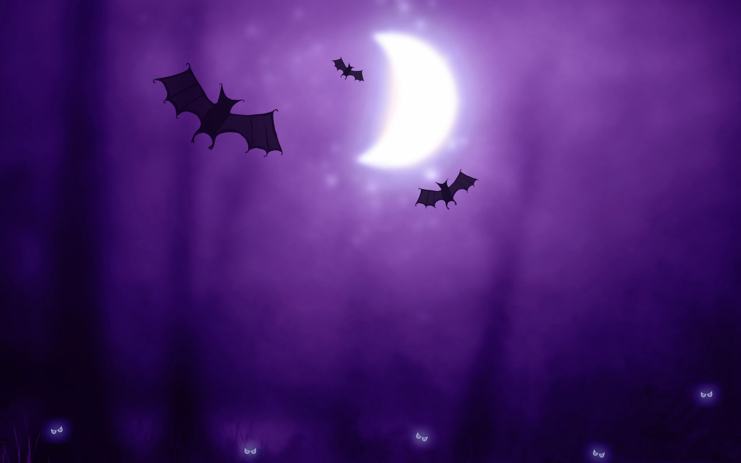 Pipistrelli luna viola Halloween, 2560x1600 2K+, MacBook Pro