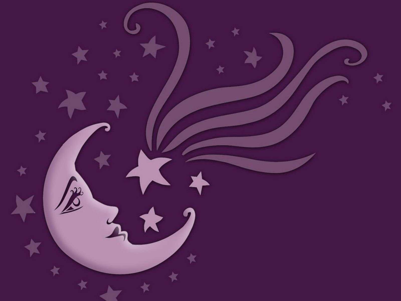 Luna viola con stelle, 1600x1200 HD, Desktop