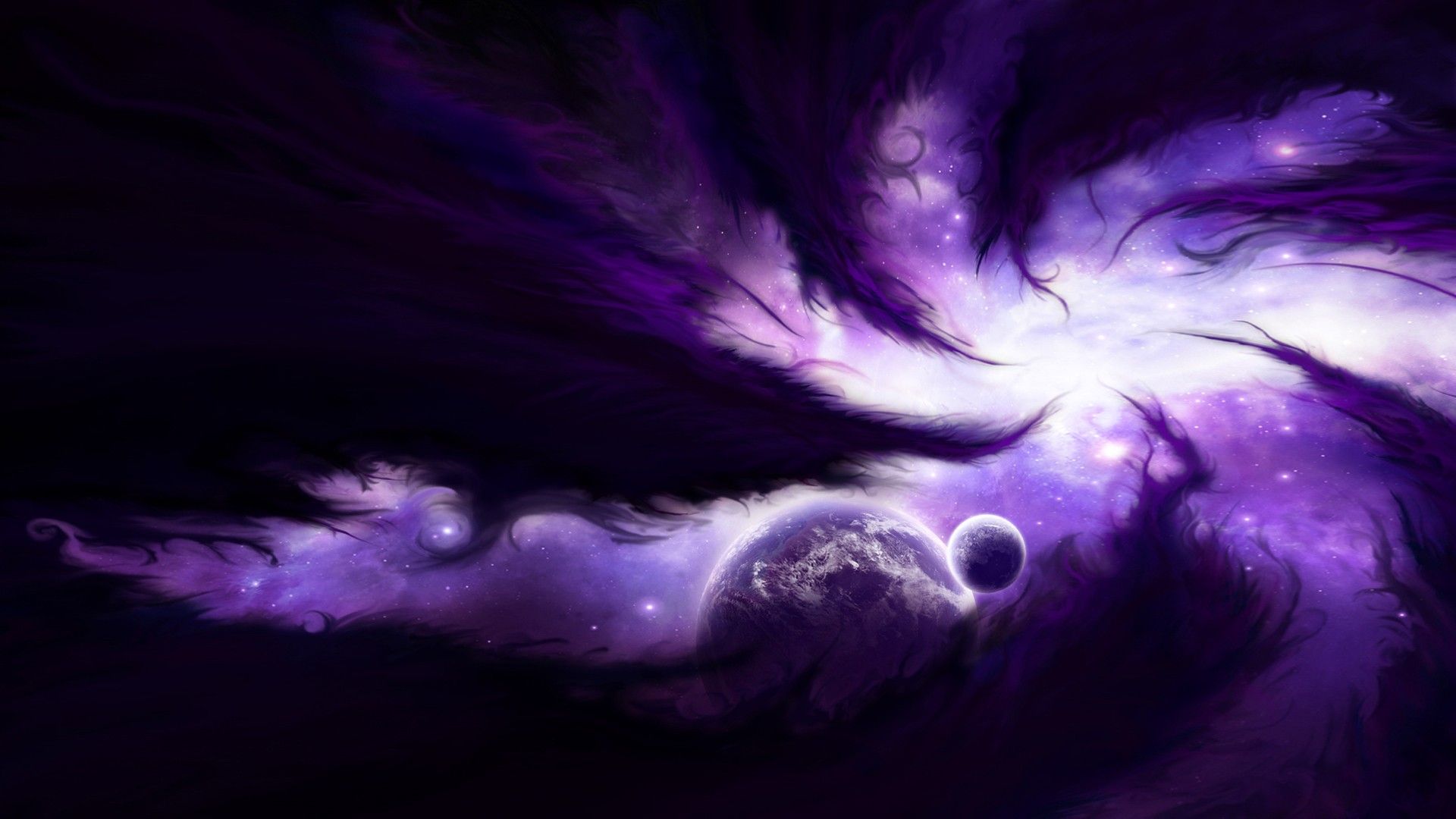 Luna viola spazio nebulosa, 1920x1080 Full HD 1080p, Desktop