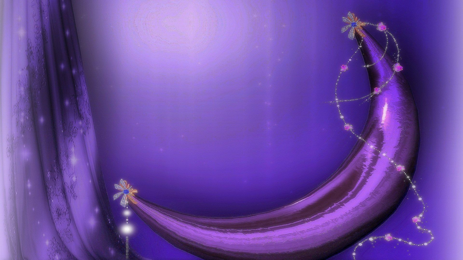 Luna viola con tenda decorativa, 1920x1080 1080p, Laptop