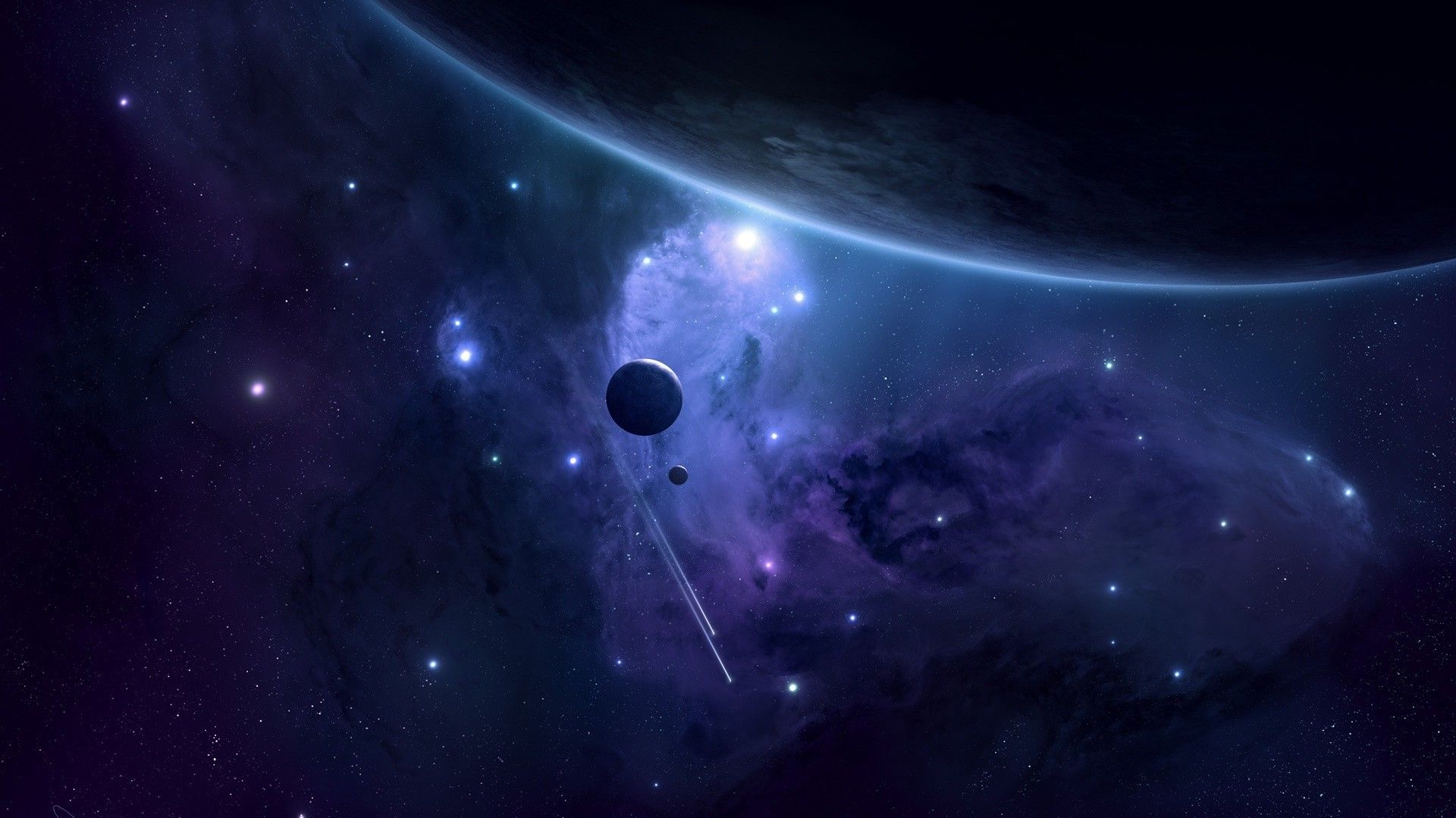 Pianeta e luna viola spazio, 1920x1080 1080p, PC Desktop