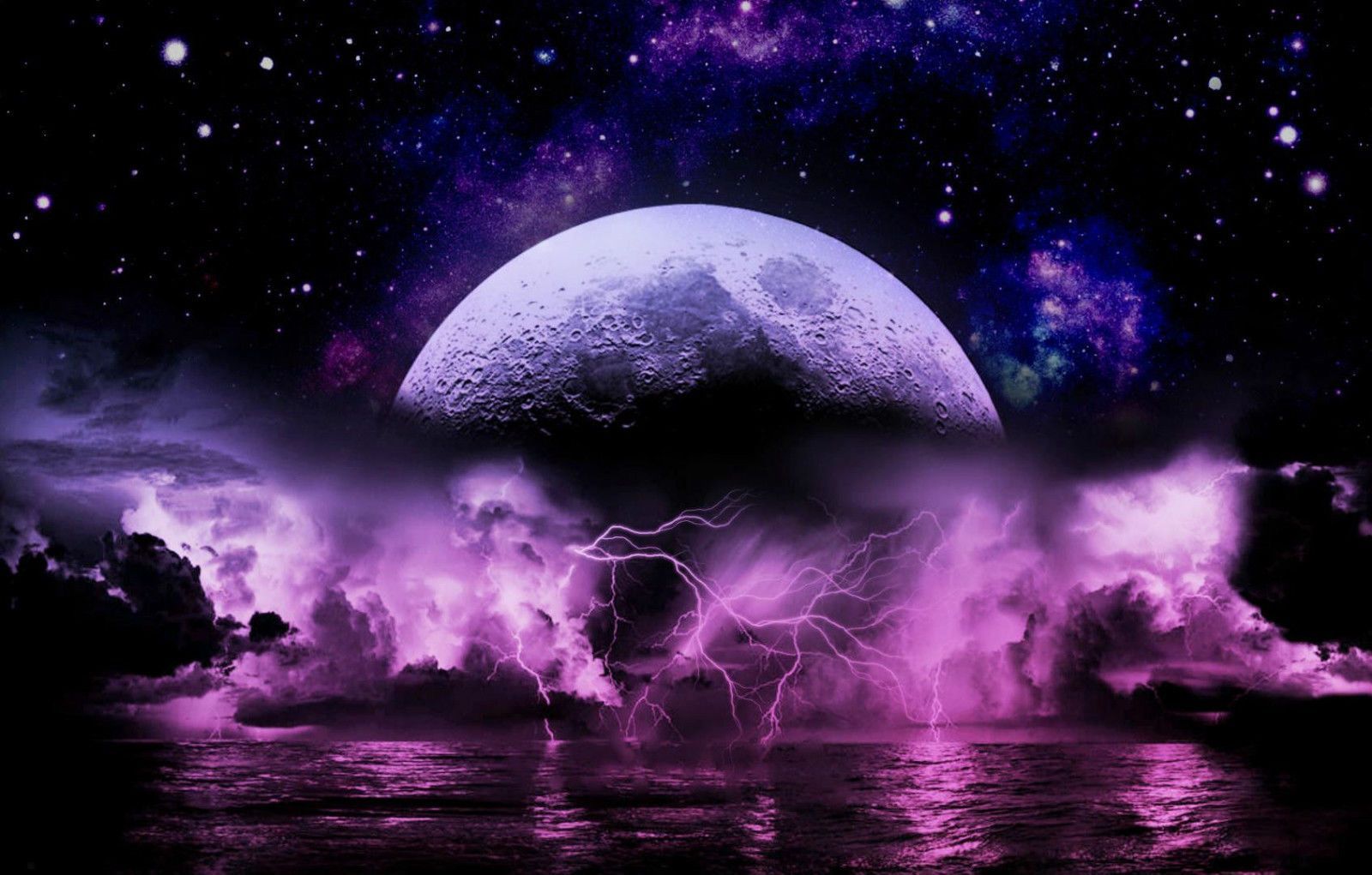 Luna viola con fulmini, 1600x1021 HD, PC