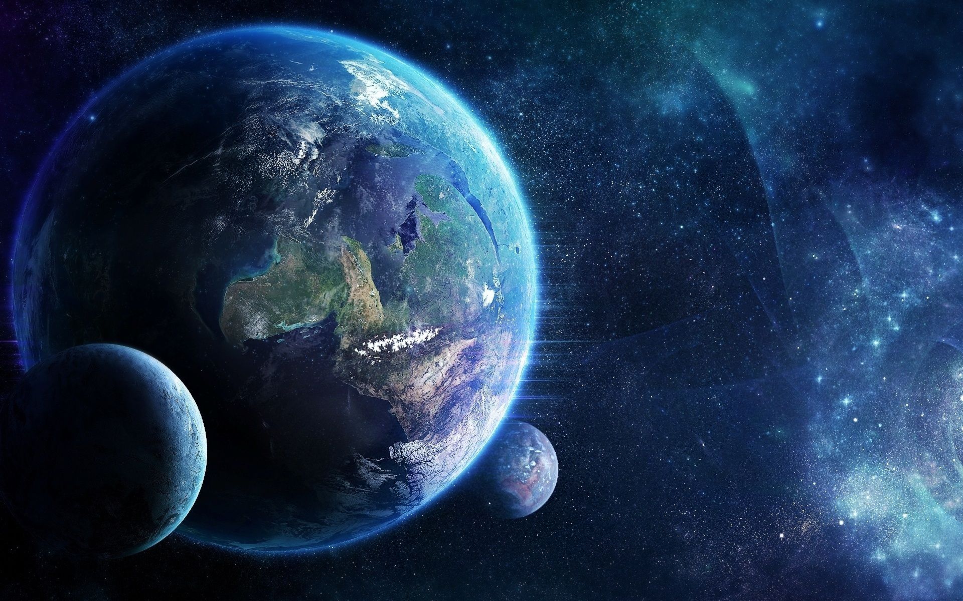 Terra e Luna nello spazio, 1920x1200 Full HD+, PC