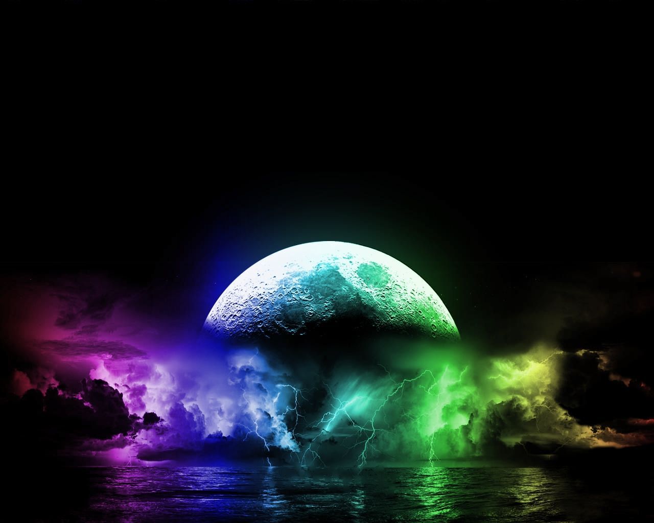Luna colorata con nebbia arcobaleno, 1280x1024 HD, Desktop