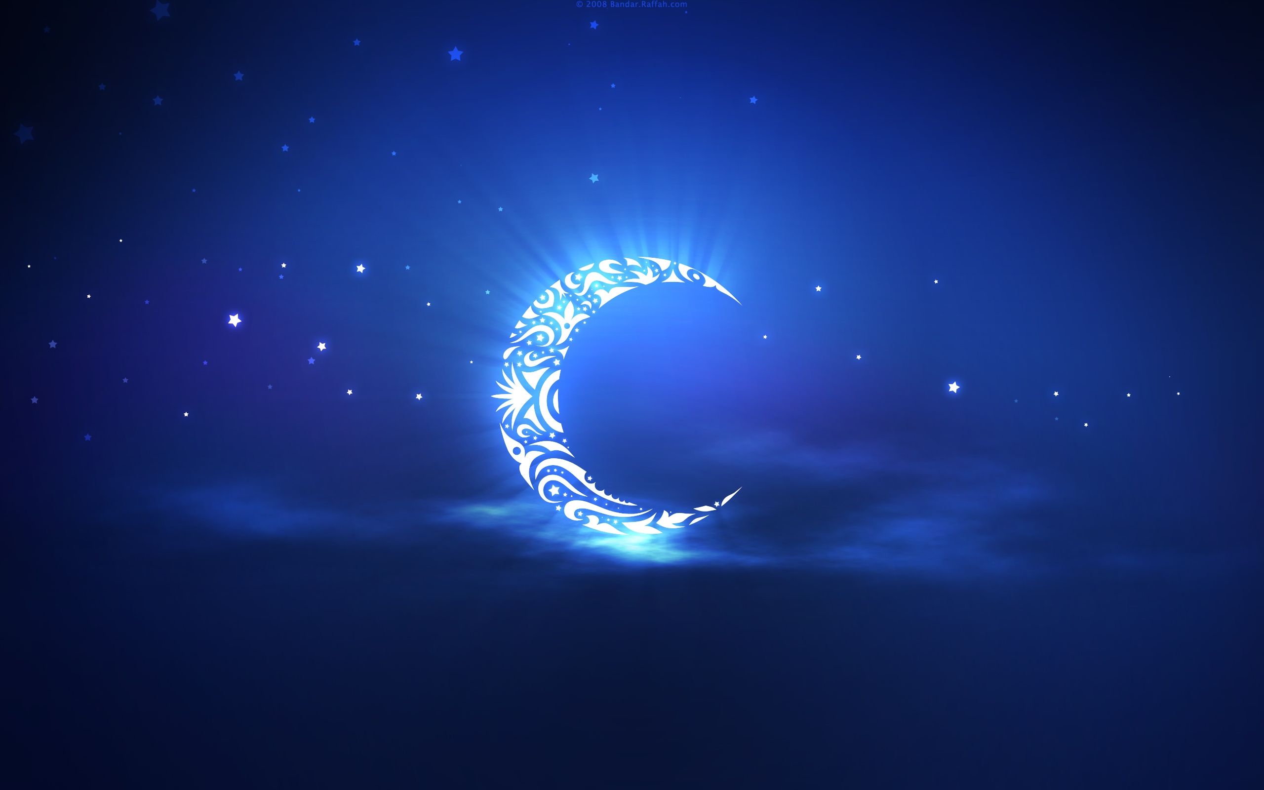 Luna crescente ornamentale blu luminosa, 2560x1600 2K, MacBook Pro