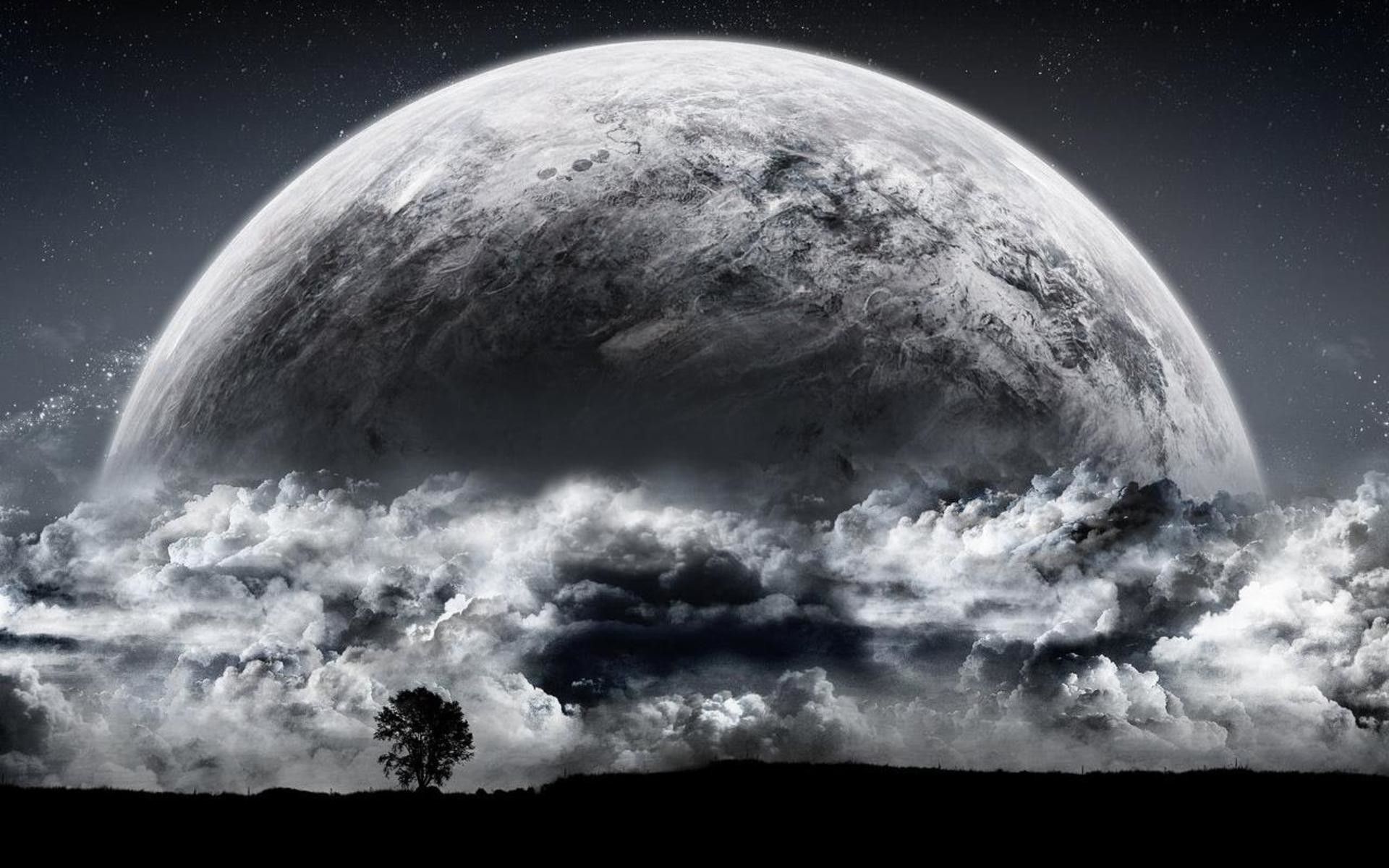 Luna gigante tra nuvole notturne, 1920x1200 Full HD+ WUXGA, iMac