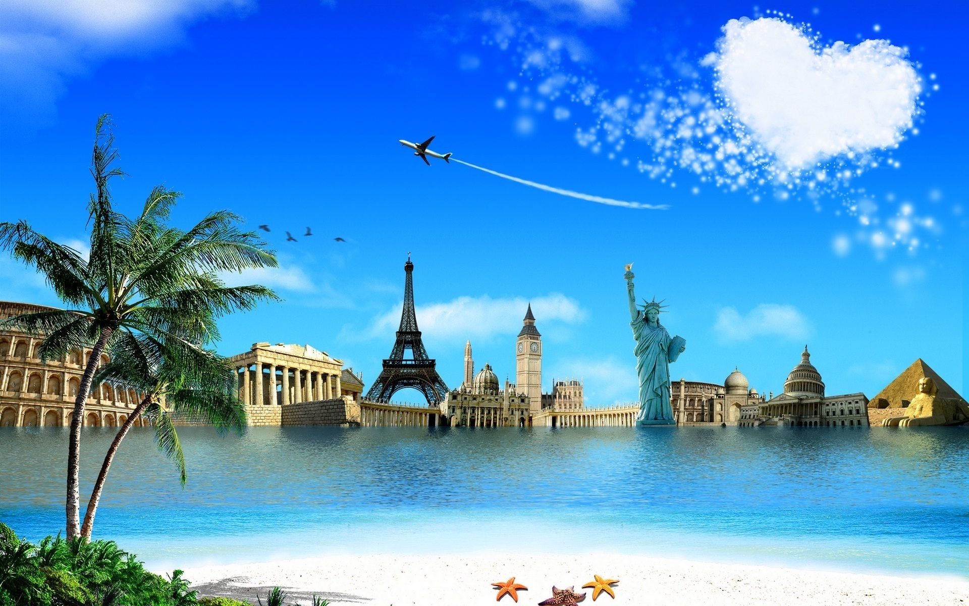 Collage monumenti famosi del mondo, 1920x1200 WUXGA, Desktop