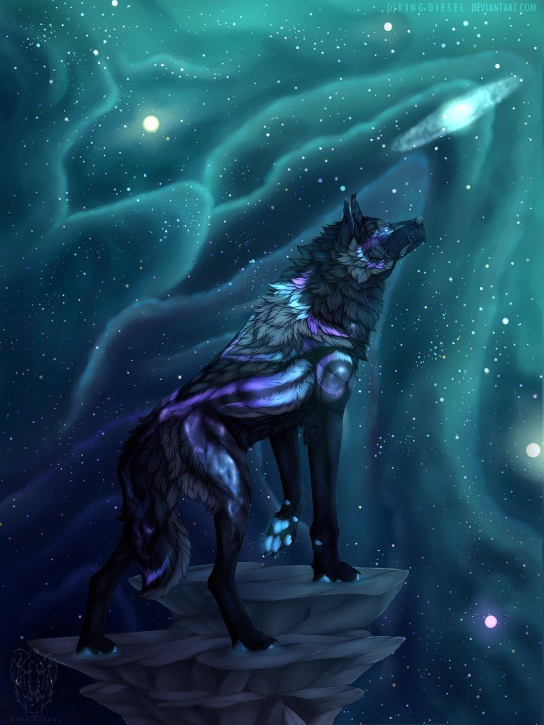 Lupo anime galassia blu, 774x1032 Verticale, Mobile