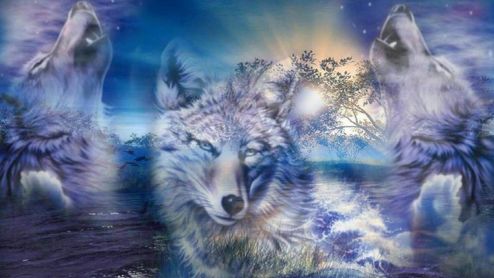 Lupo anime occhi blu fulmini, 2560x1440 2K, Desktop