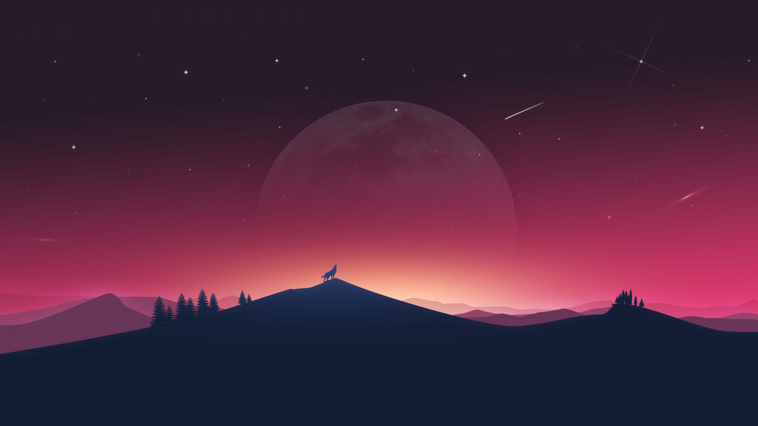 Lupo che ulula sulla collina, 2560x1440 2K, Desktop
