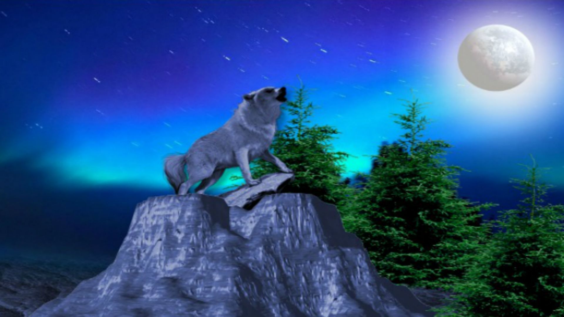 Lupo che ulula alla luna, 1920x1080 Full HD, Laptop