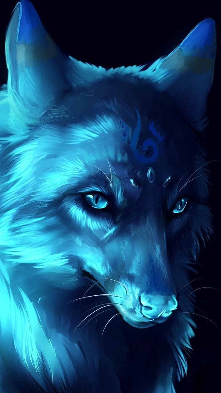 Lupo galassia blu fantasy, 720x1280 Verticale, Mobile
