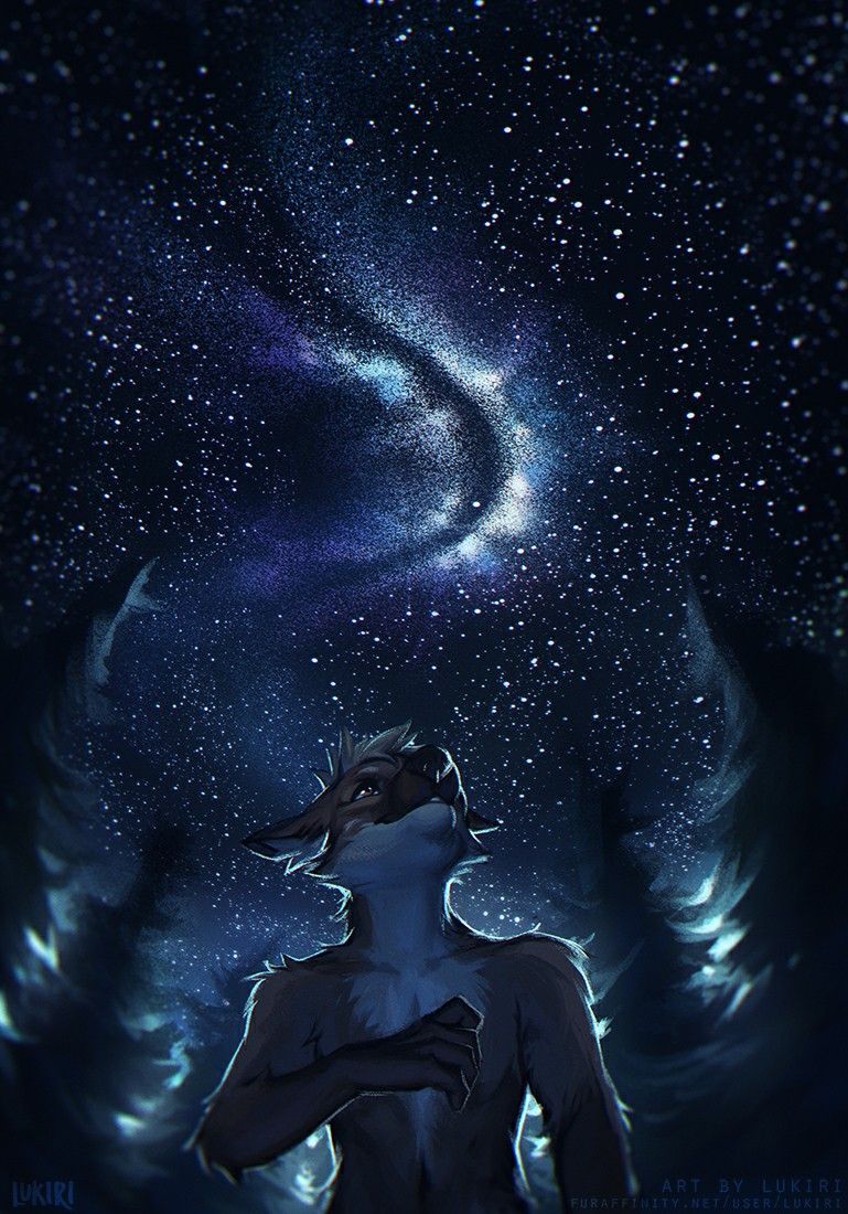 Lupo antropomorfo sotto galassia, 769x1100 Full HD Verticale, iPhone