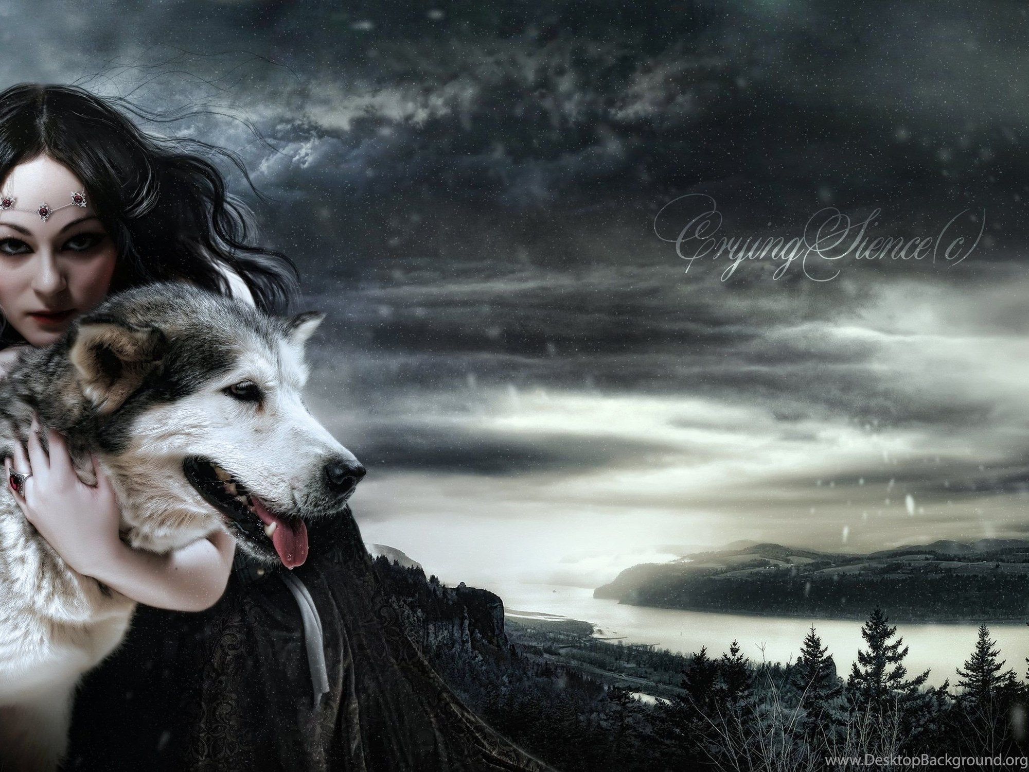 Ragazza gotica con lupo, 2000x1500 Hi-Res, Desktop