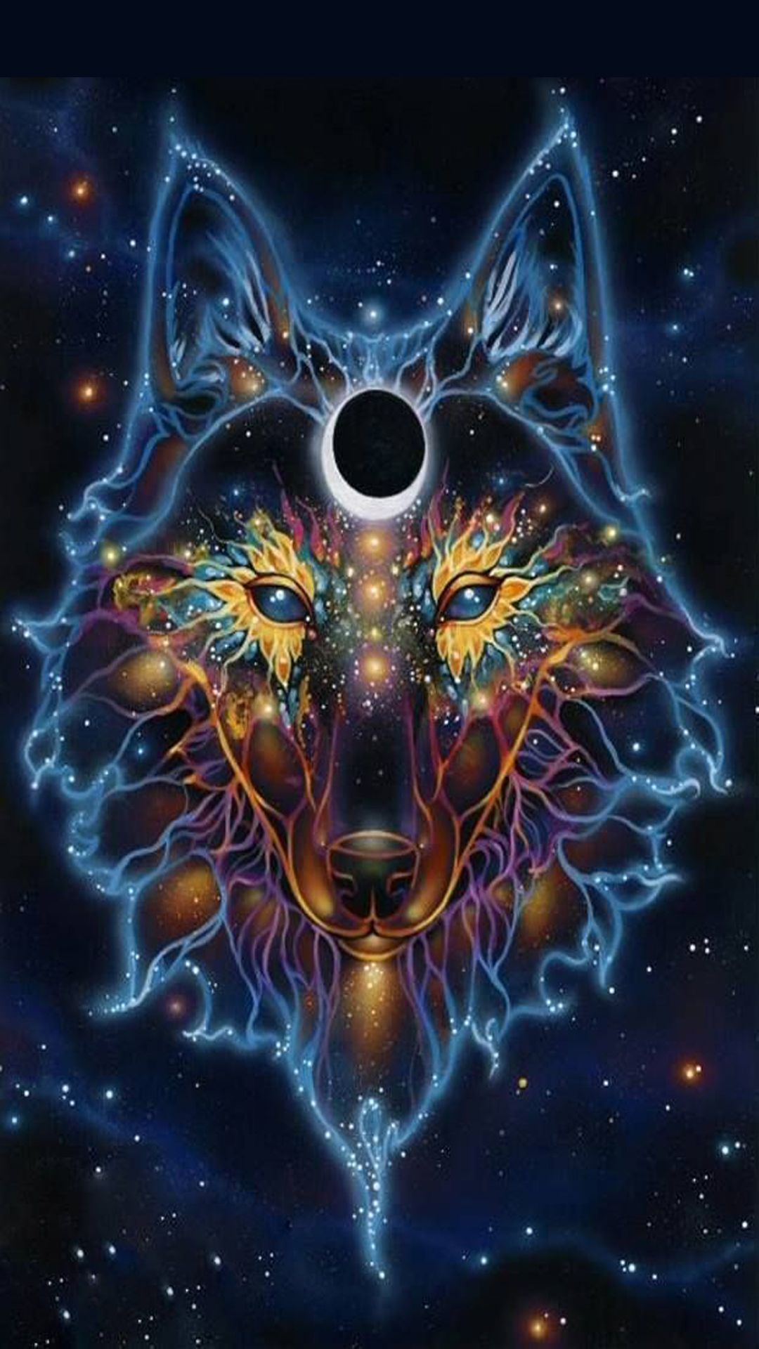 Lupo cosmico neon colorato, 1080x1920 Full HD Verticale, Samsung Galaxy