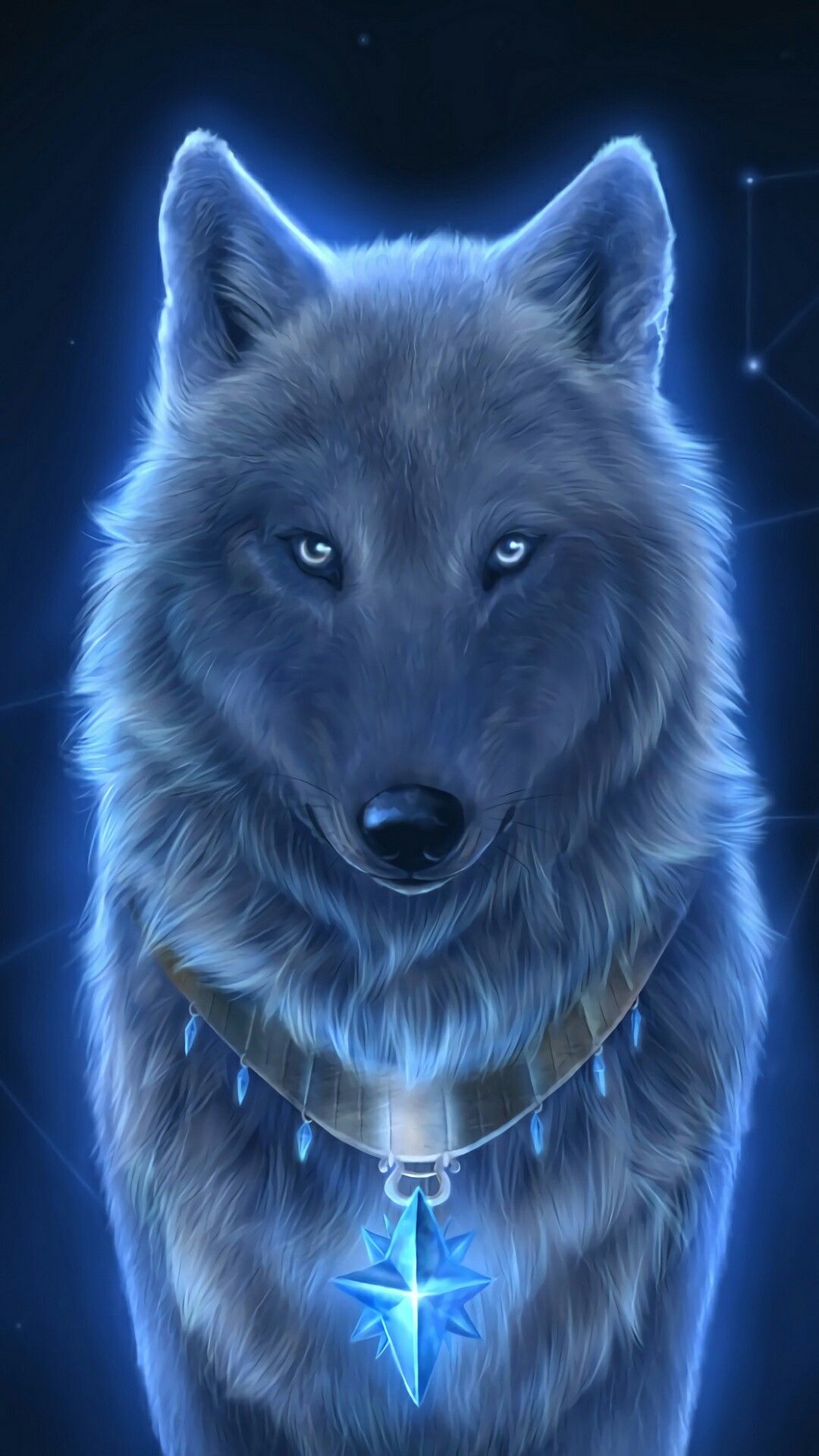 Lupo blu bagliore neon, 1080x1920 Verticale, Samsung Galaxy