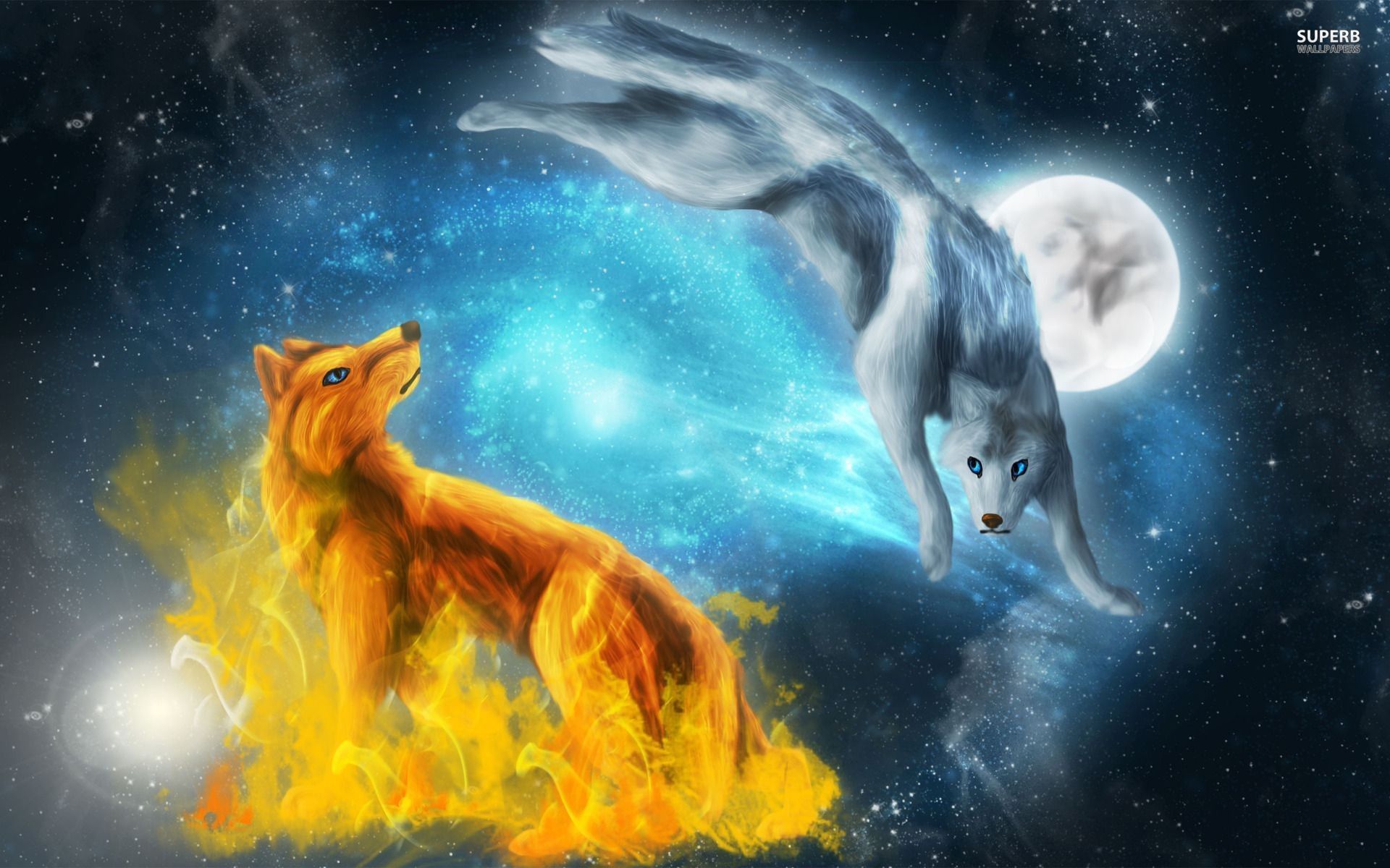 Lupo di fuoco e lupo di ghiaccio, 1920x1200 WUXGA, Desktop
