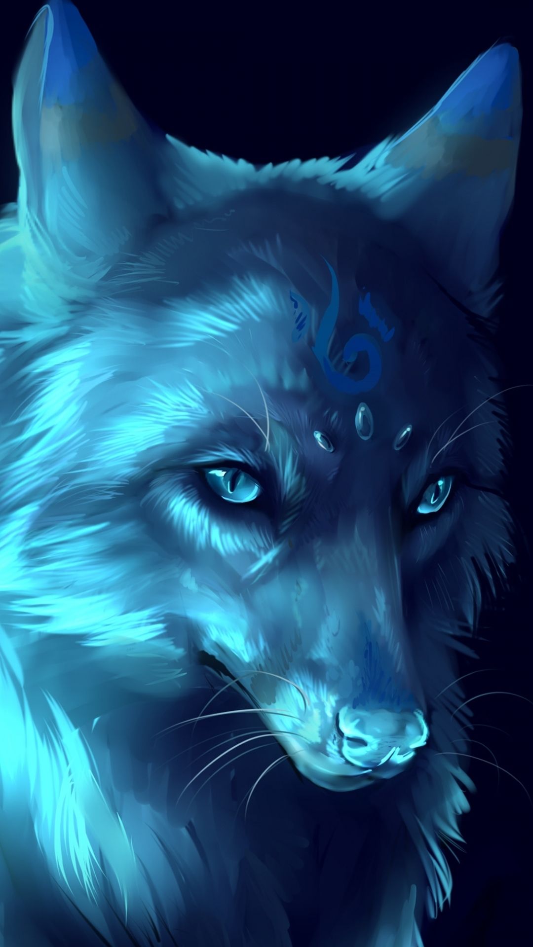 Lupo anime blu luminoso, 1080x1920 Verticale, Samsung Galaxy