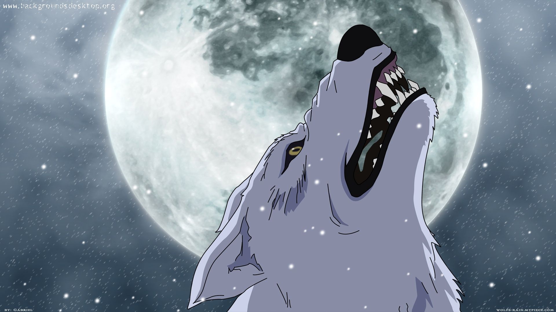 Personaggio alato anime, luna piena, 1024x768 HD, PC