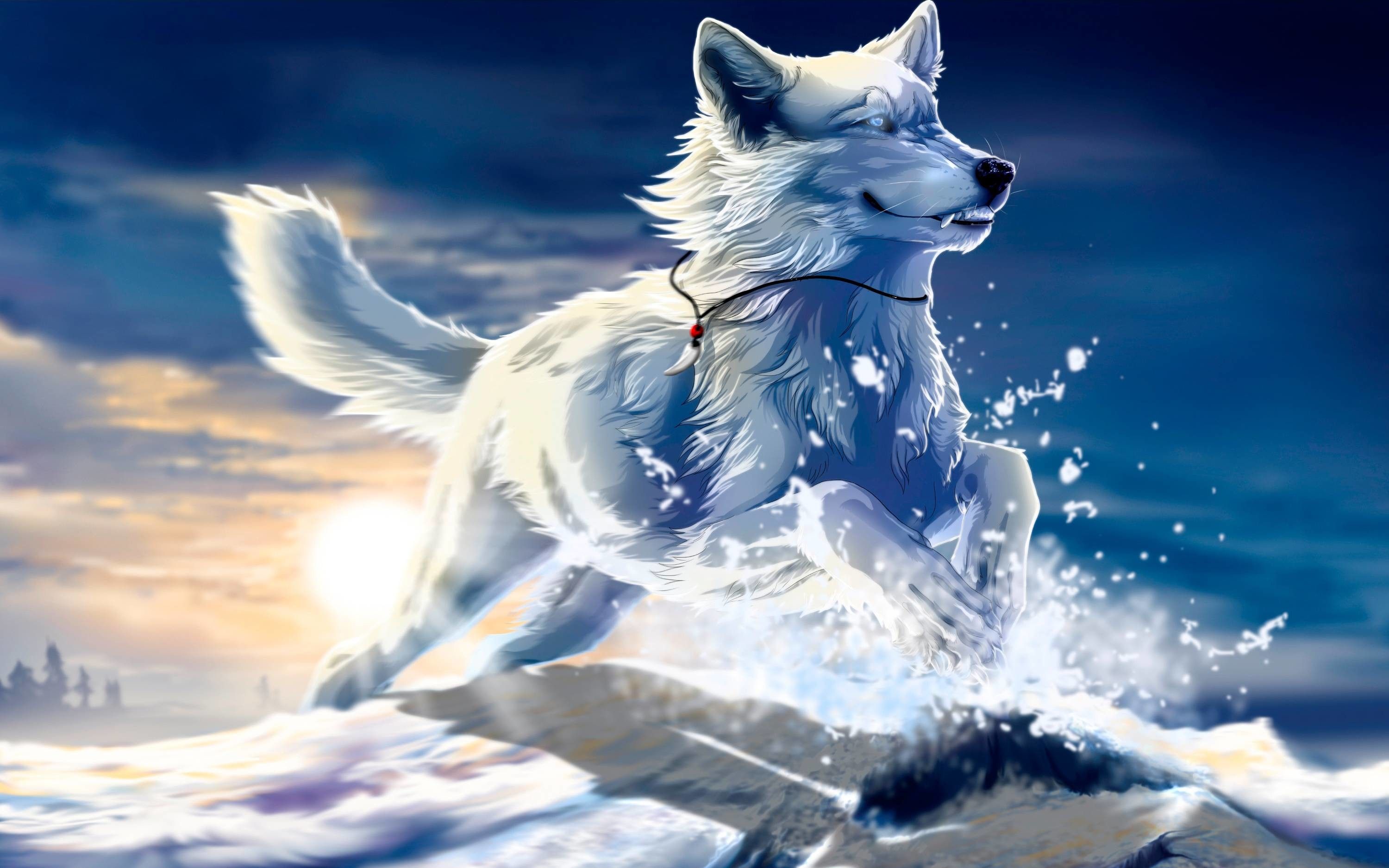 Lupo bianco anime nella neve, 3000x1875 2K, Desktop